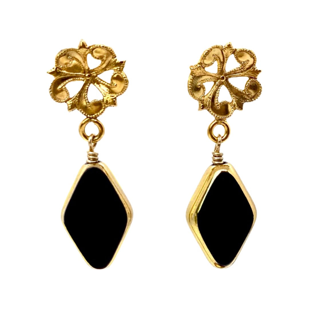 Women’s Fleur Art Deco Earrings In Black Aracheli Studio