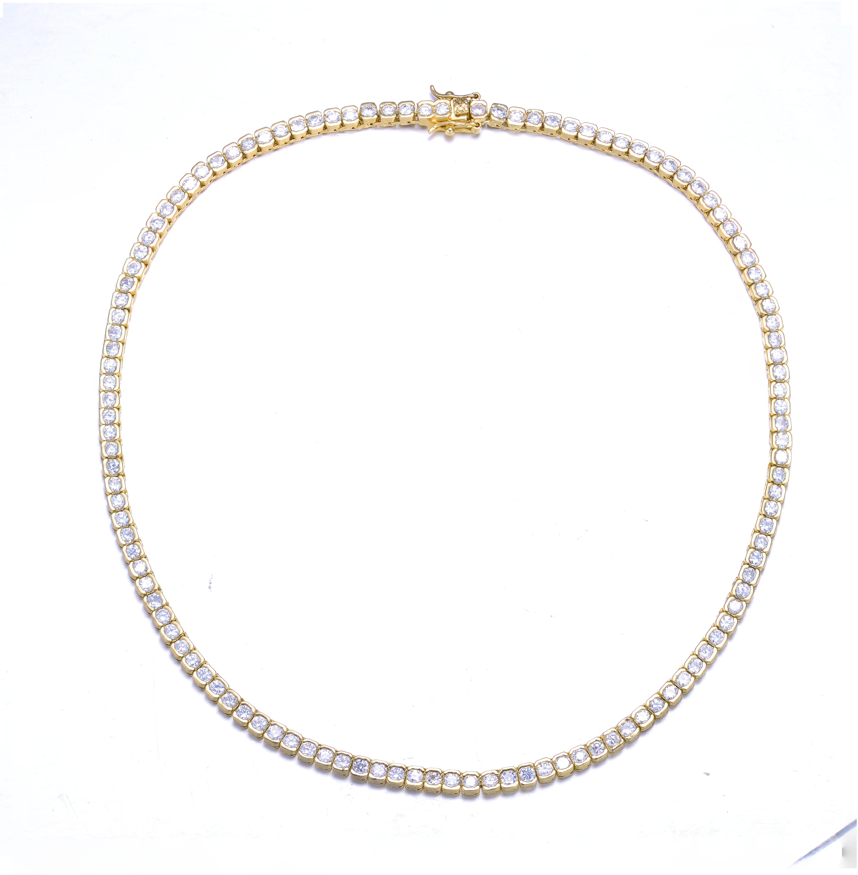 Women’s Gold / White Sterling Silver Yellow Gold Plated With Cubic Zirconia Classic Tennis Chain Anniversary Necklace Genevive Jewelry