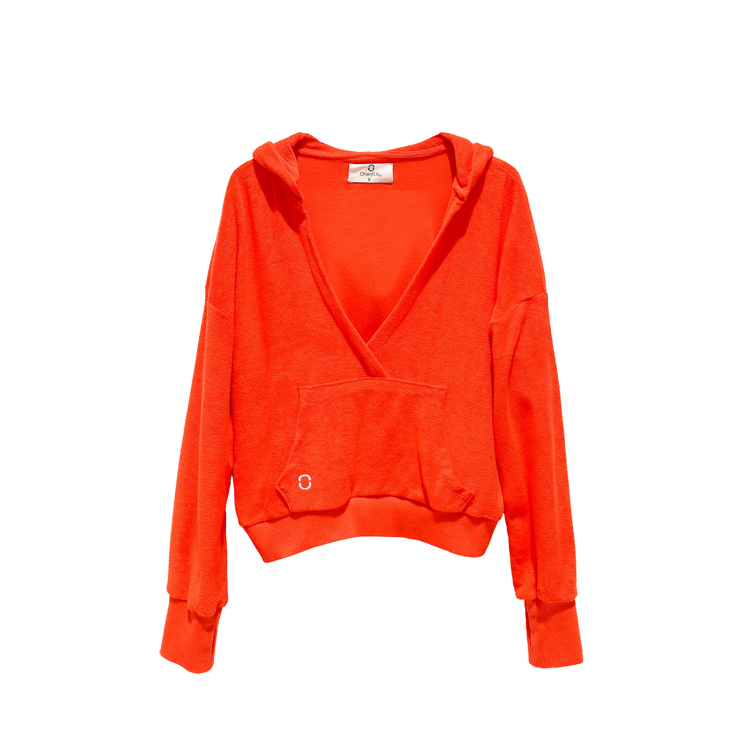 One Of Us Women's Yellow / Orange Terry Looks Sweet V-neck Towelling Hoodie - Tangerine In Yellow/orange