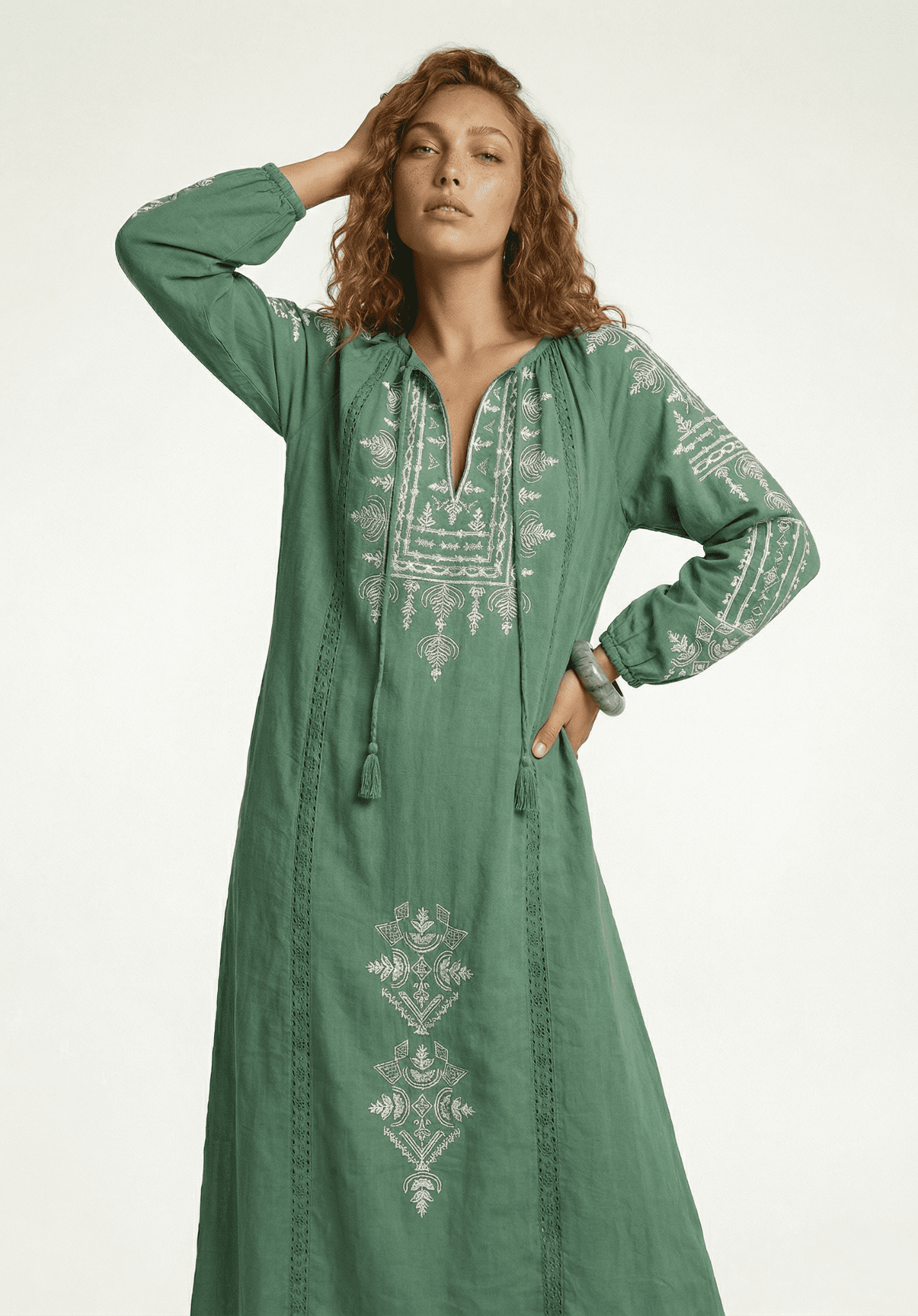 sage green kaftan dress Amna Kaftan