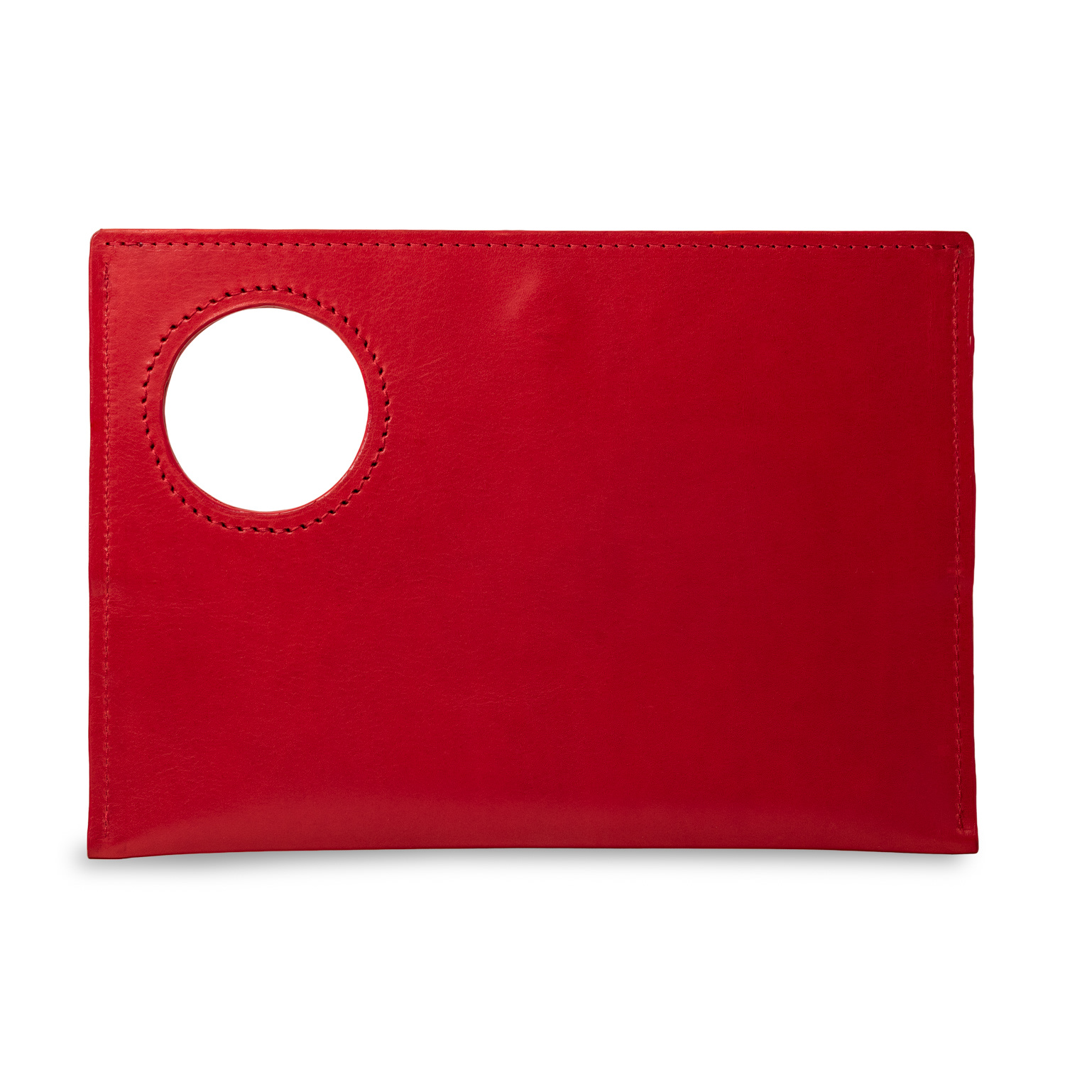 Designs By Elle Women's Red Circle Clutch Leather Bag - Brown