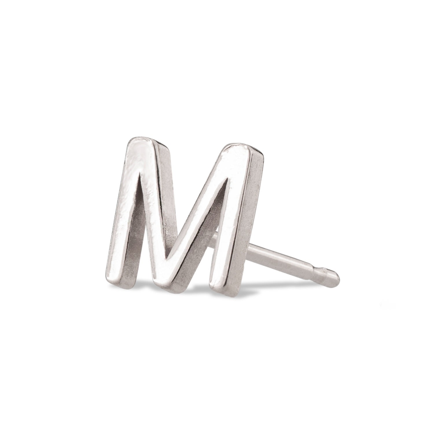 Women’s 14K Gold Letter Stud - White Gold Maya Brenner