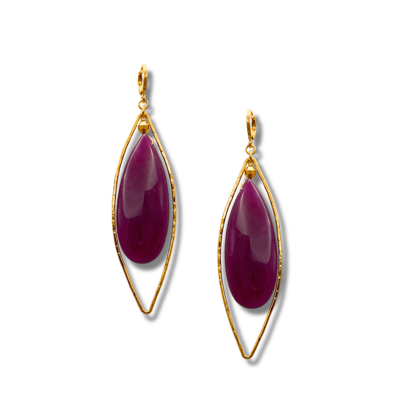 Jaredjamin Women's Pink / Purple / Gold Gold Seraphine Plum Drop Lever Back Earrings