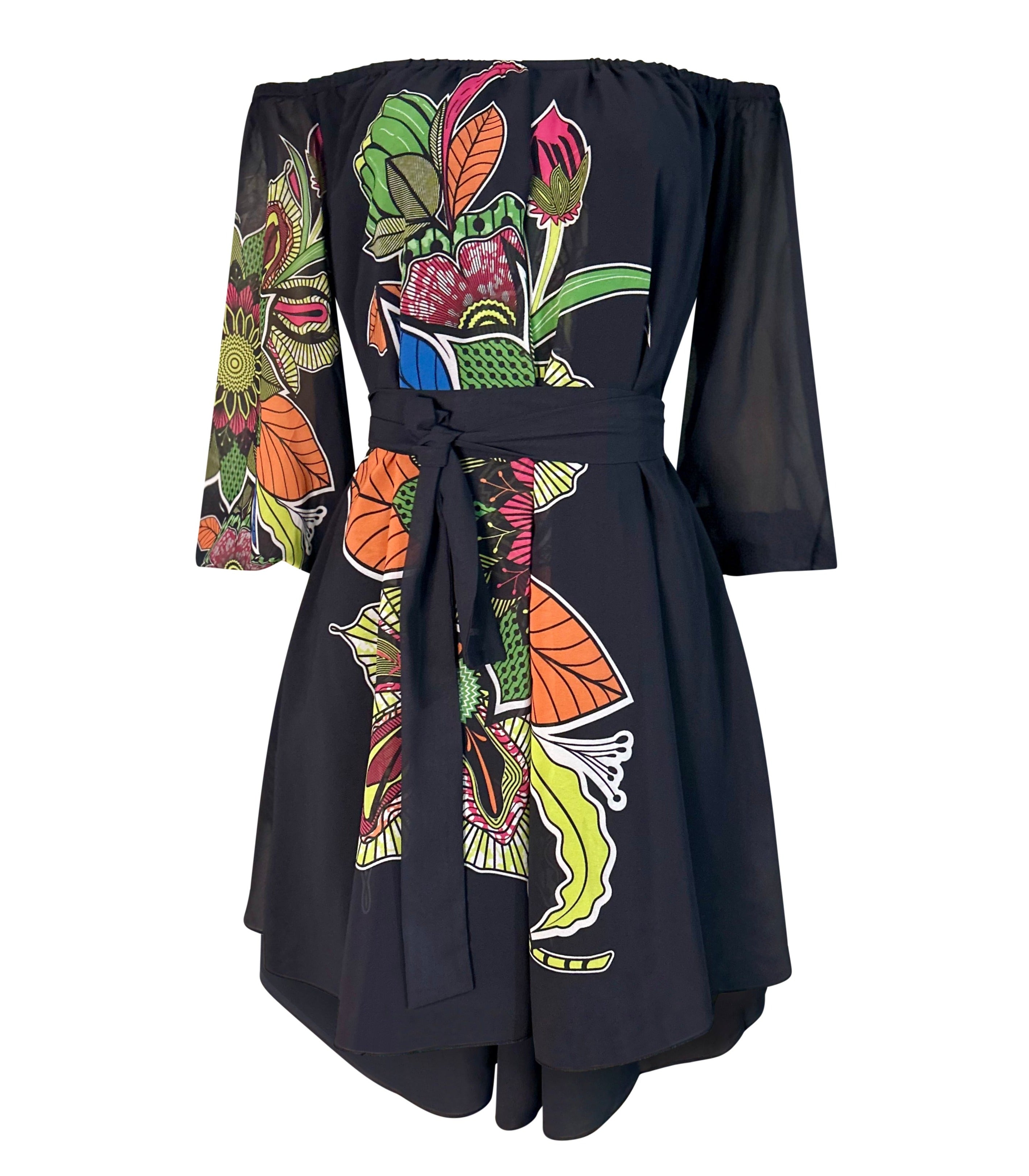Rahyma Women's Lizzy Black Off Shoulder Floral Dress In Black