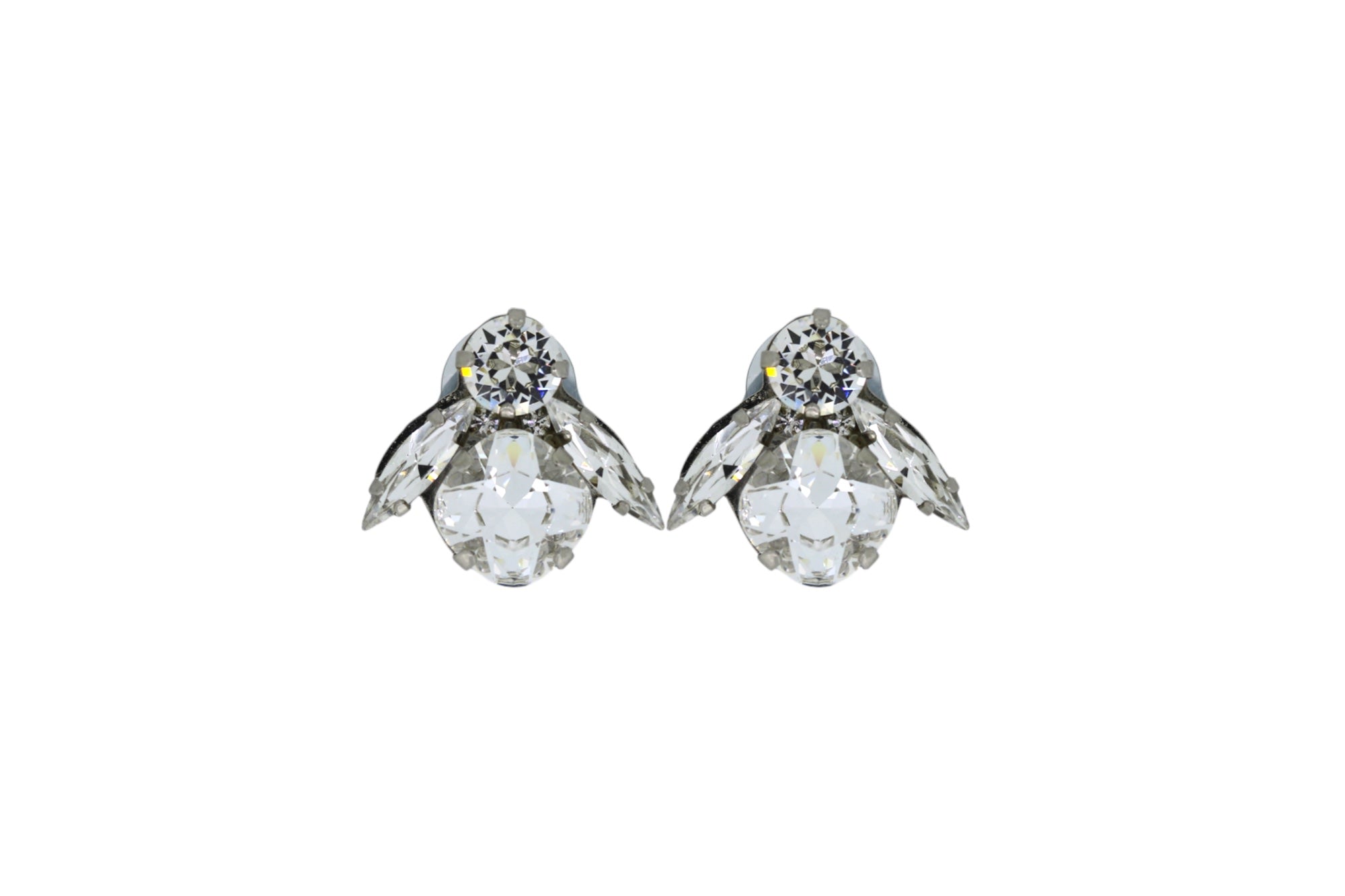 Vickisarge Women's Neutrals The Big Clear Bee Earrings In Platinum - Clip