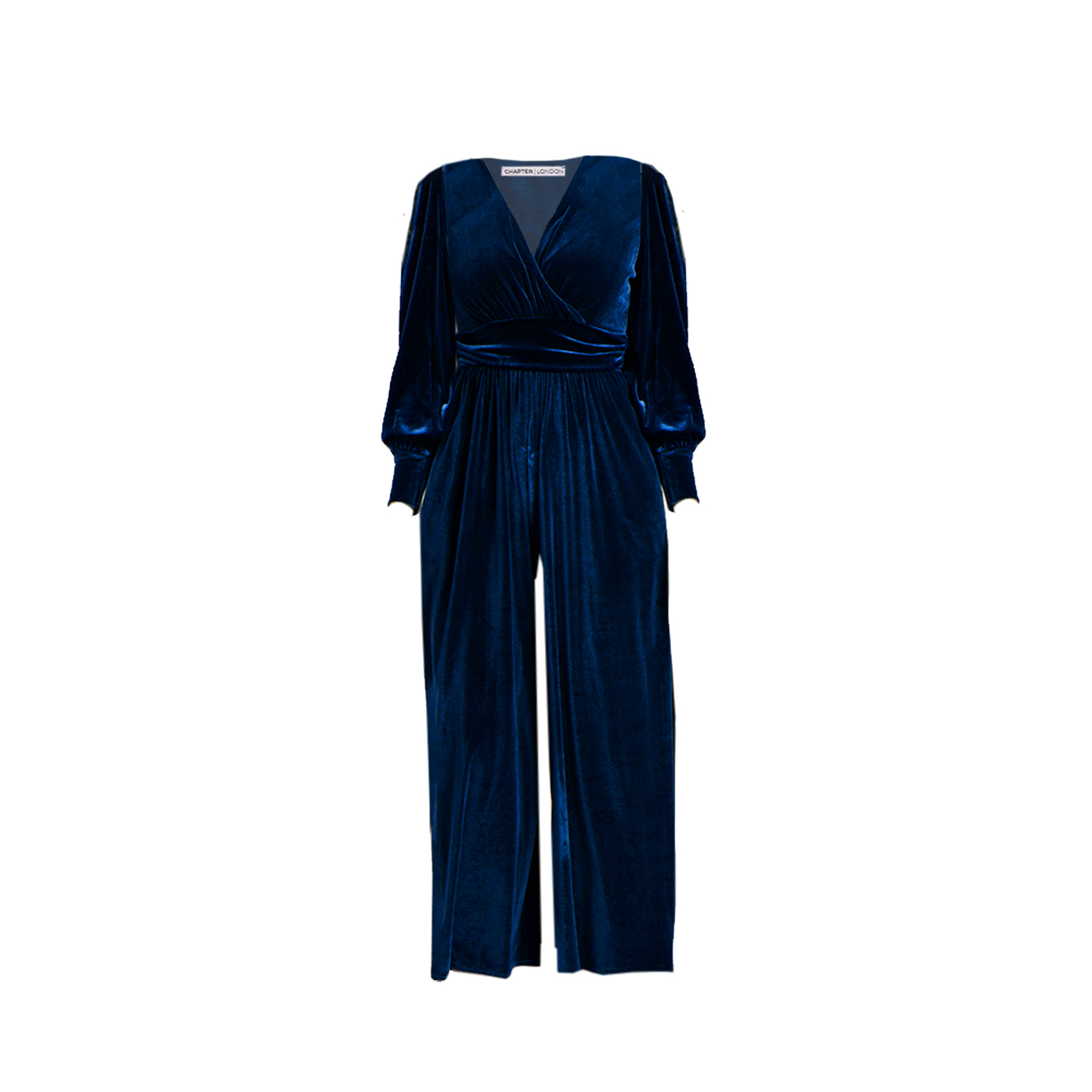 Ava Velvet Jumpsuit - Blue | Chapter London | Wolf & Badger