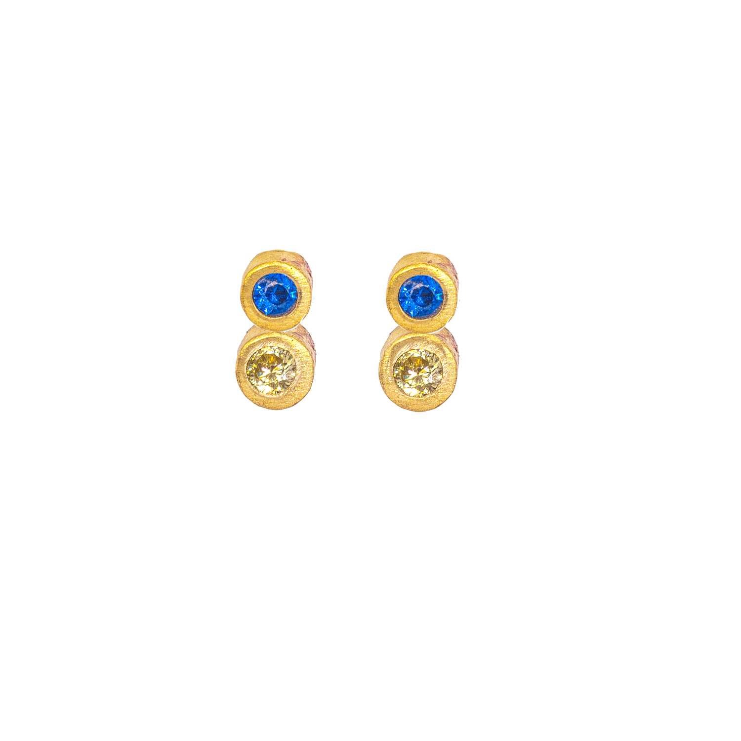 Women’s Gold Disco Dot Yellow And Blue Sapphire Stud Earrings Lily Flo Jewellery