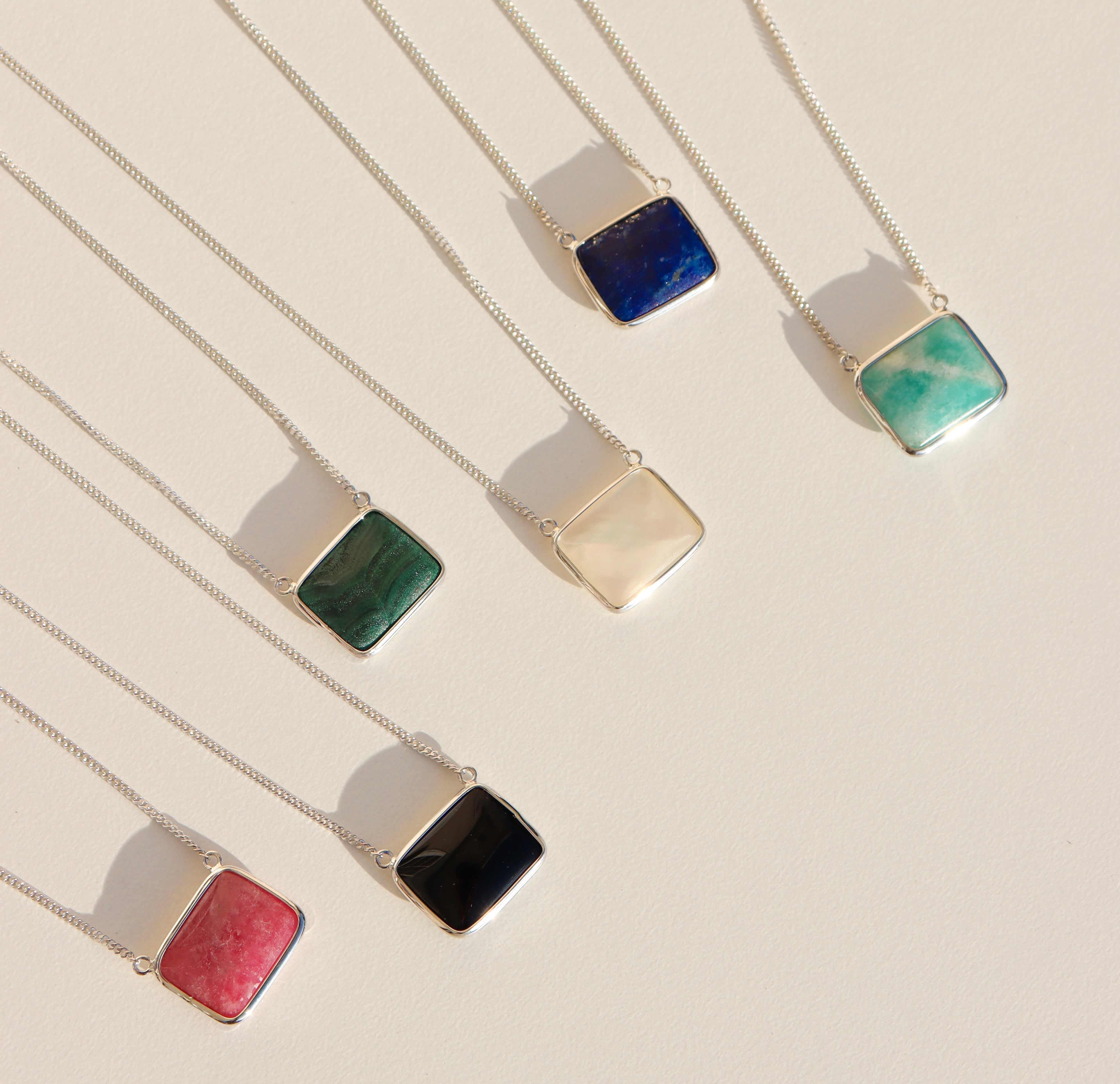 Square stone deals necklace