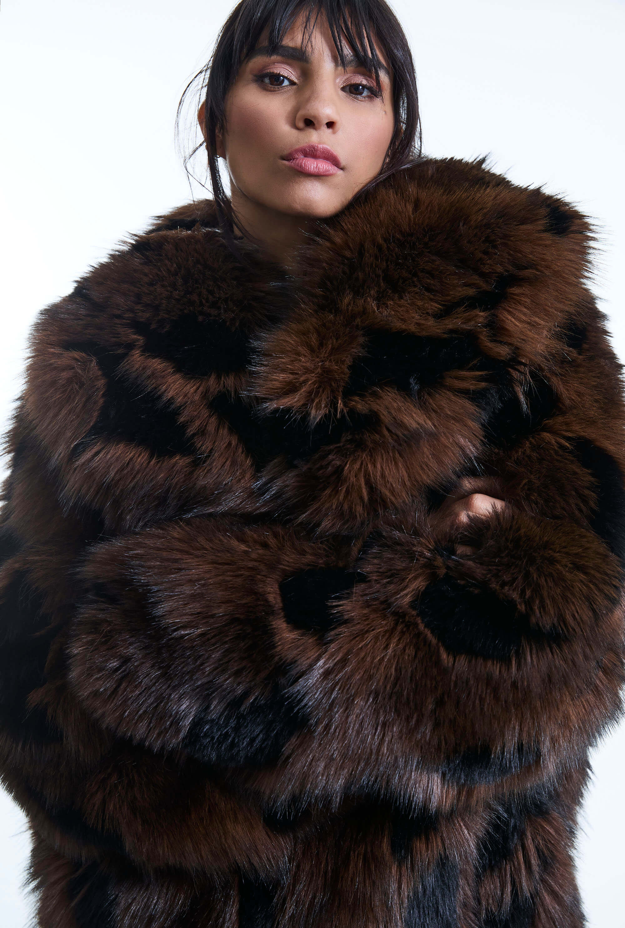 Distressed Faux Fur Coat | James Lakeland | Wolf & Badger