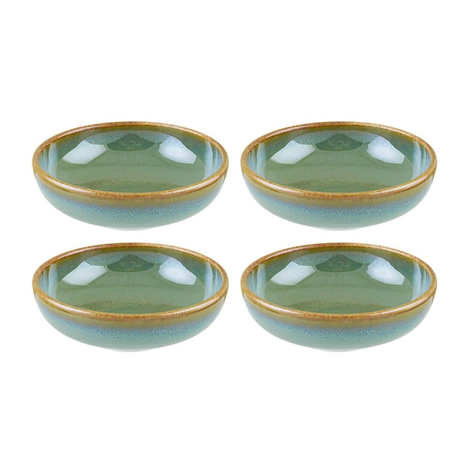 Turgla Home Sage Round Green Porcelain Appetizer, Side Bowls, Set Of Four