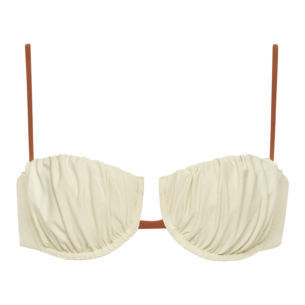 Montce Women's Neutrals Oat Terracotta Binded Petal Bikini Top In Neutral