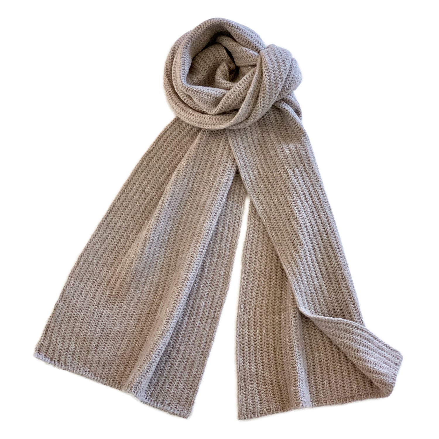 Women’s Brown Gstaad Nuage Hand-Knitted Cashmere Scarf In Taupe & White Melange Grace Cashmere Zurich