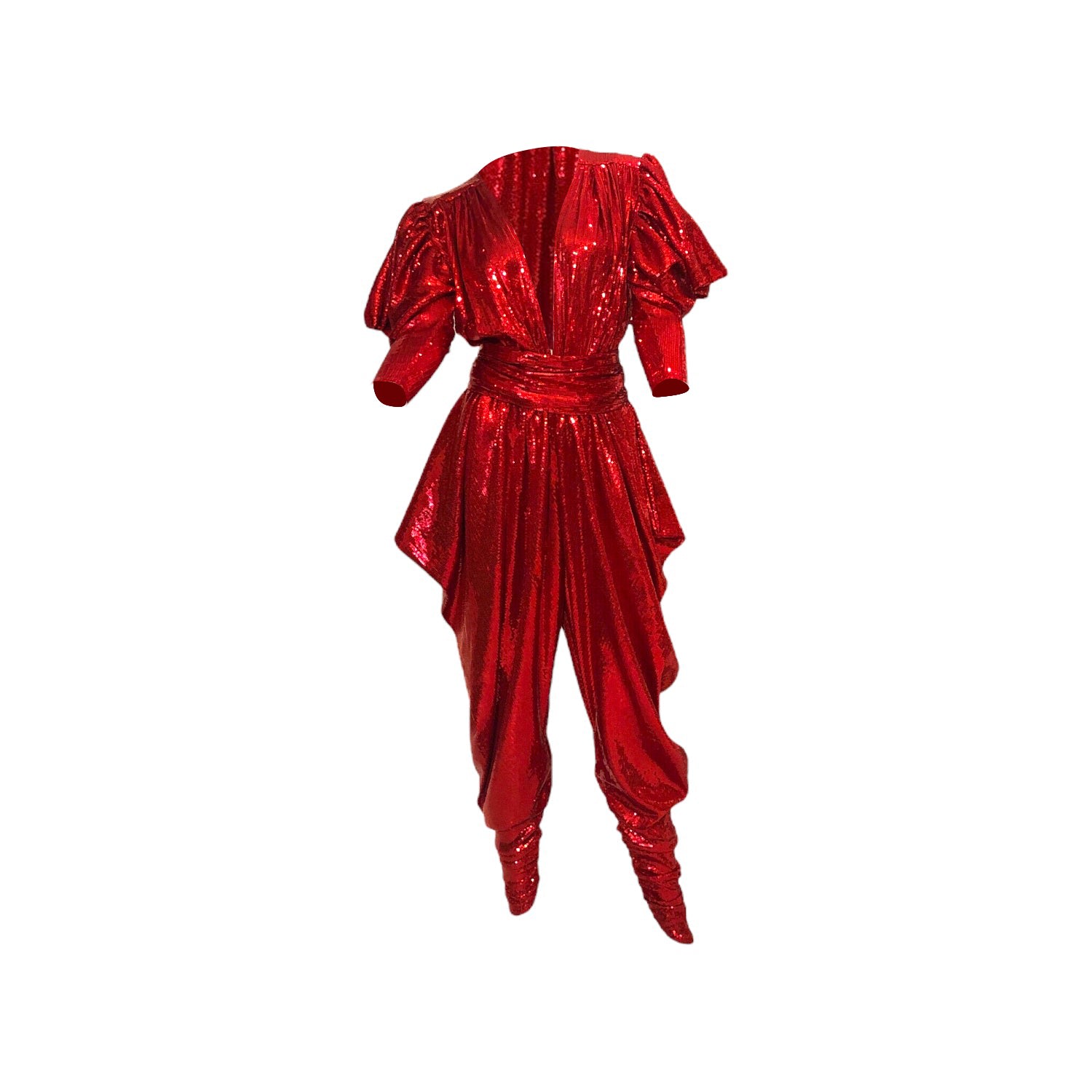 Women’s Red Gloria Ruby Sequin Jumpsuit Set S/M Julia Clancey