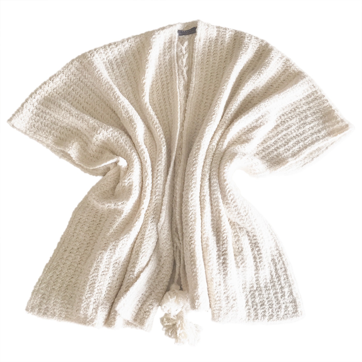 Women’s White Anywhere Anytime Hand-Knitted Cashmere Bouclé Cape Grace Cashmere Zurich