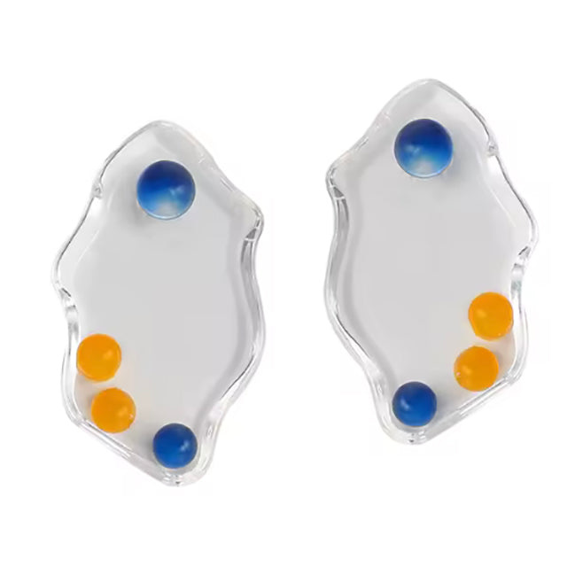 Smilla Brav Women's Neutrals / Blue / Yellow Earrings Graffiti In Multi