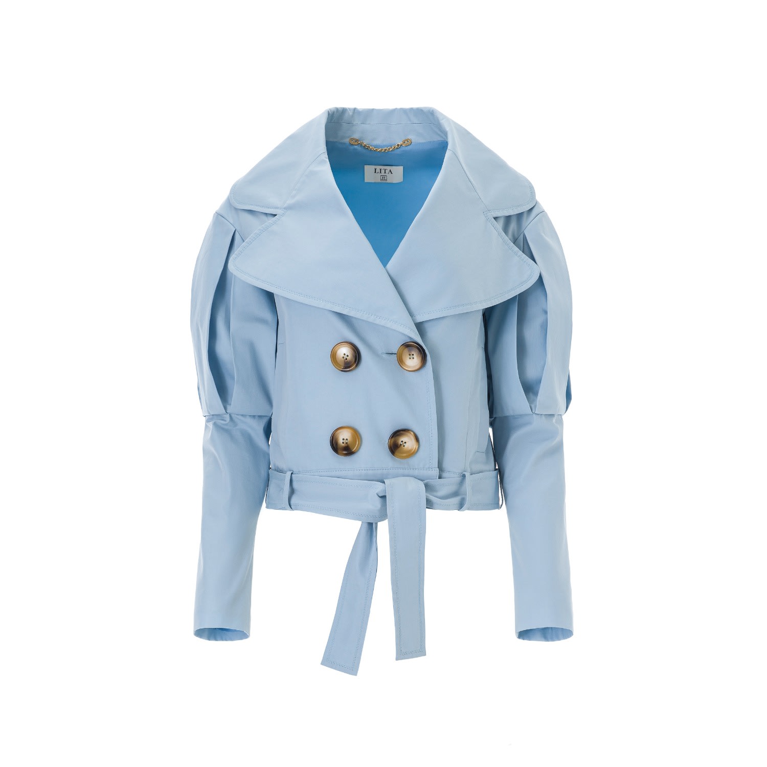 Women’s Statement Jacket With Oversized Lapels In Blue Small Lita Couture