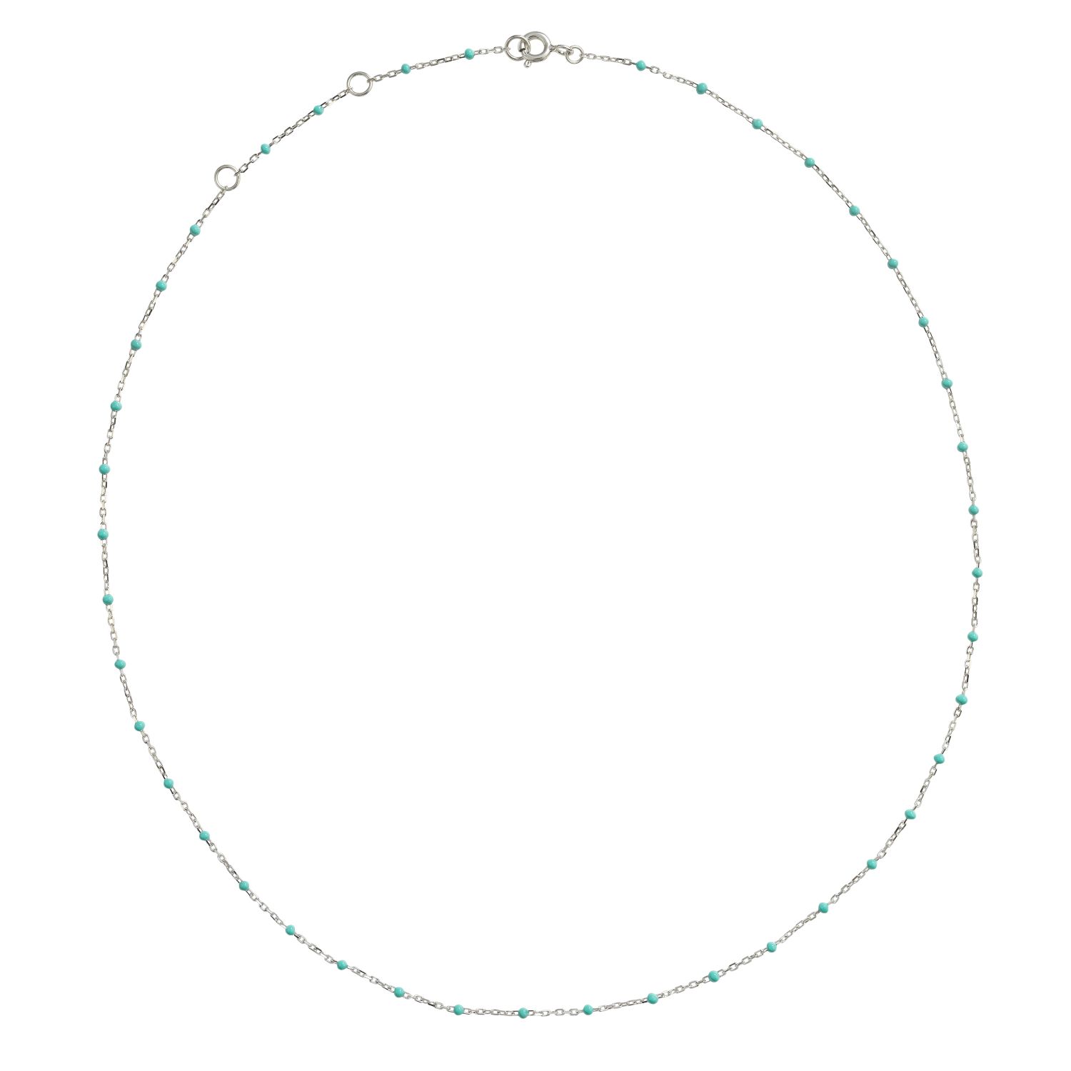 Zohreh V. Jewellery Women's Silver / Blue 16" Turquoise Enamel Beaded Chain Sterling Silver