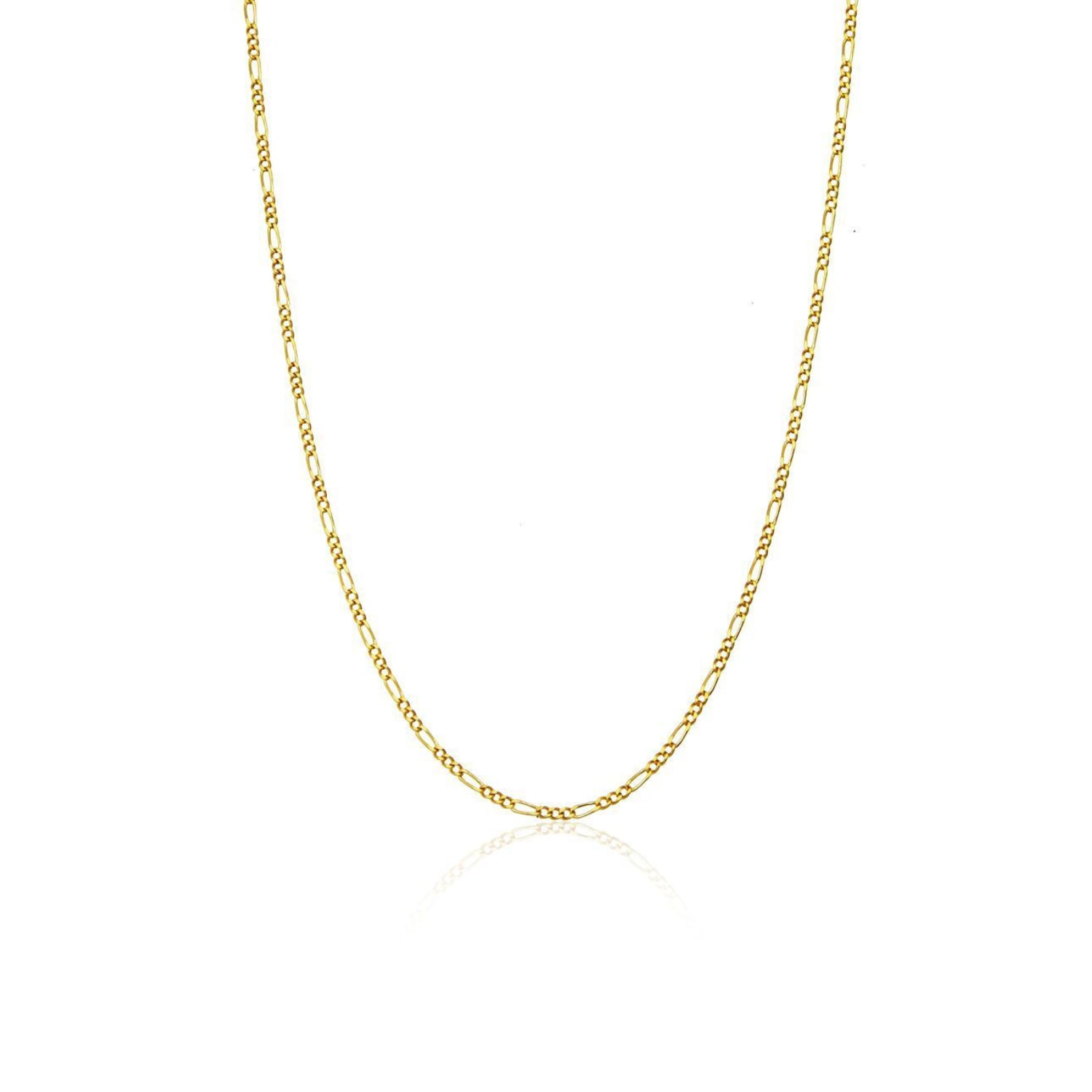 Spero London Women's 9ct Solid Gold Italian Fine Figaro Chain Necklace