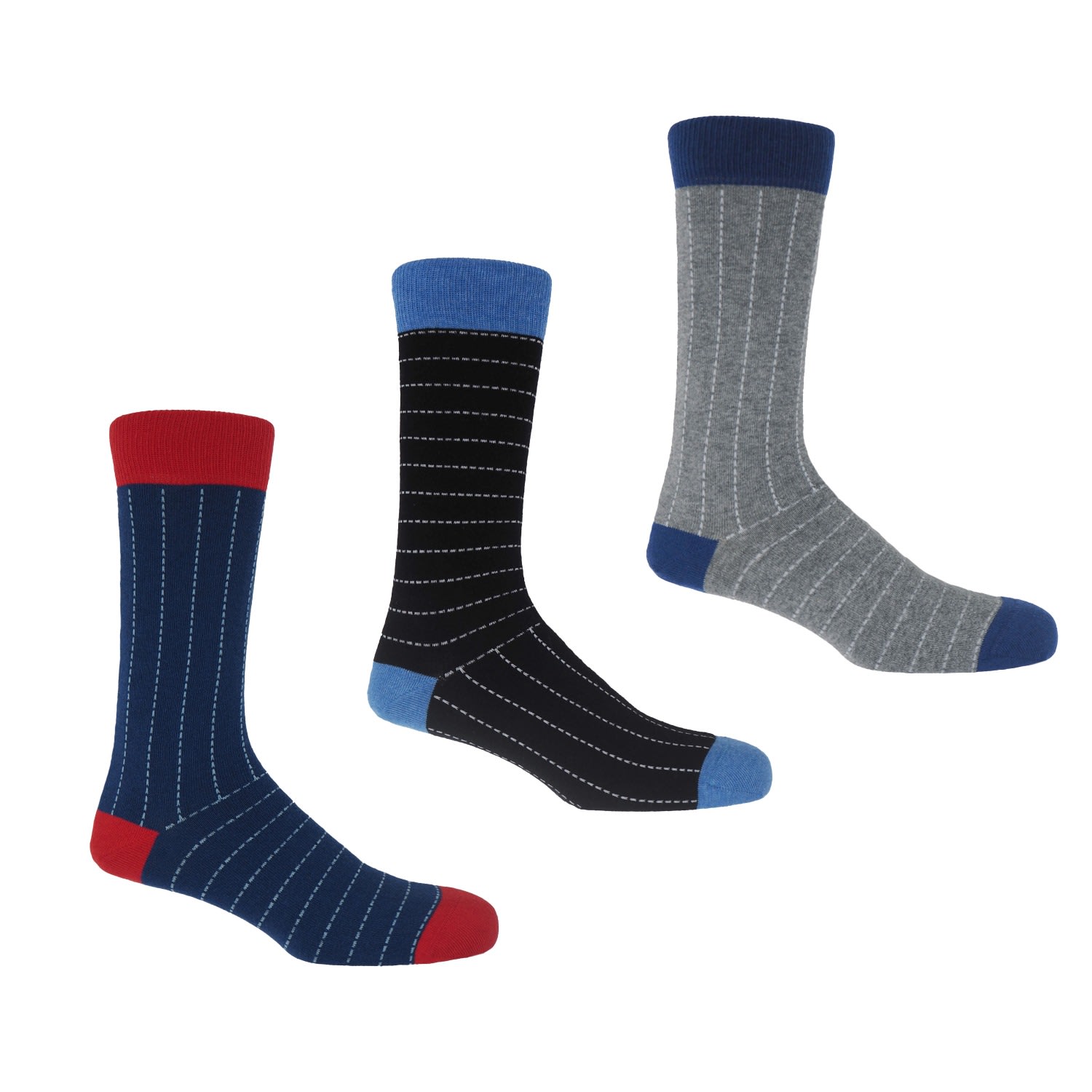 Peper Harow - Made In England Dash Men's Socks Bundle - Navy, Black & Grey In Black/blue/gray