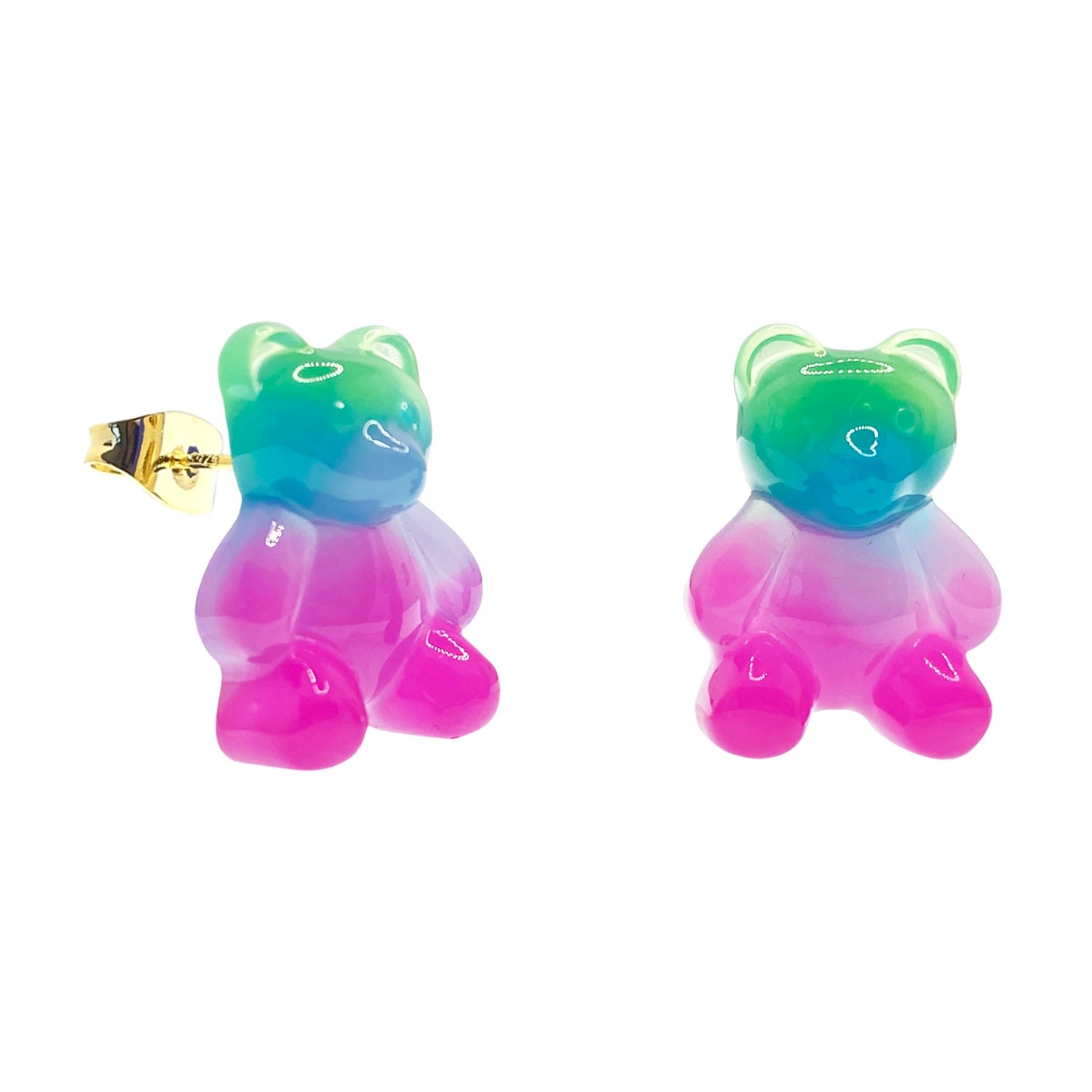 Women’s Pink / Purple Jelly Bear Ear Stud Earrings - Multicolor - Pink & Purple Ninemoo