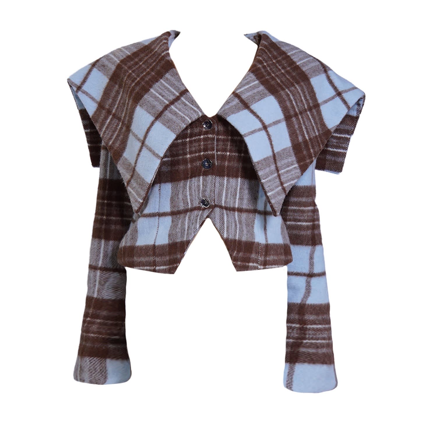 28natelier Women's Brown / Blue The Plaid Wool Jacket In Multi