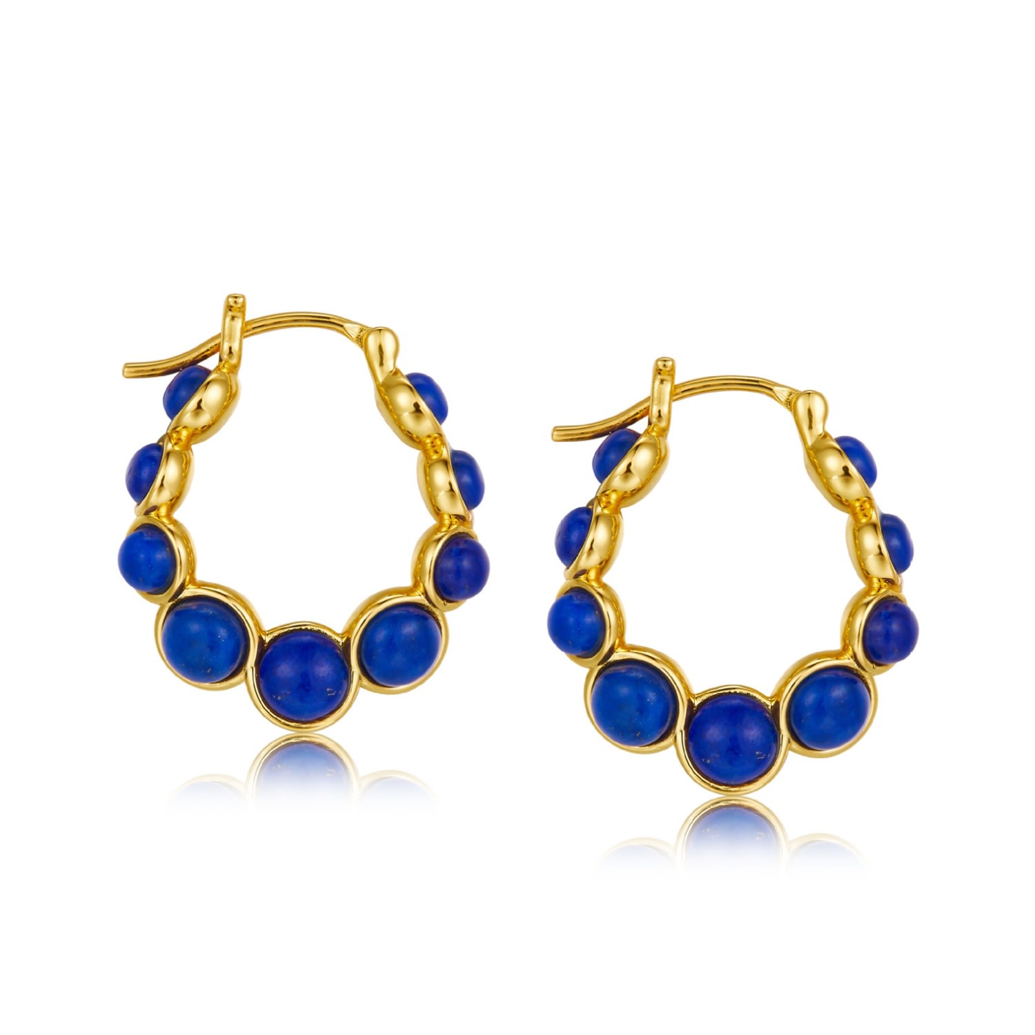 Women’s Nile Blue Lapis Gold Vermeil Large Hoop Earrings Janus Edinburgh