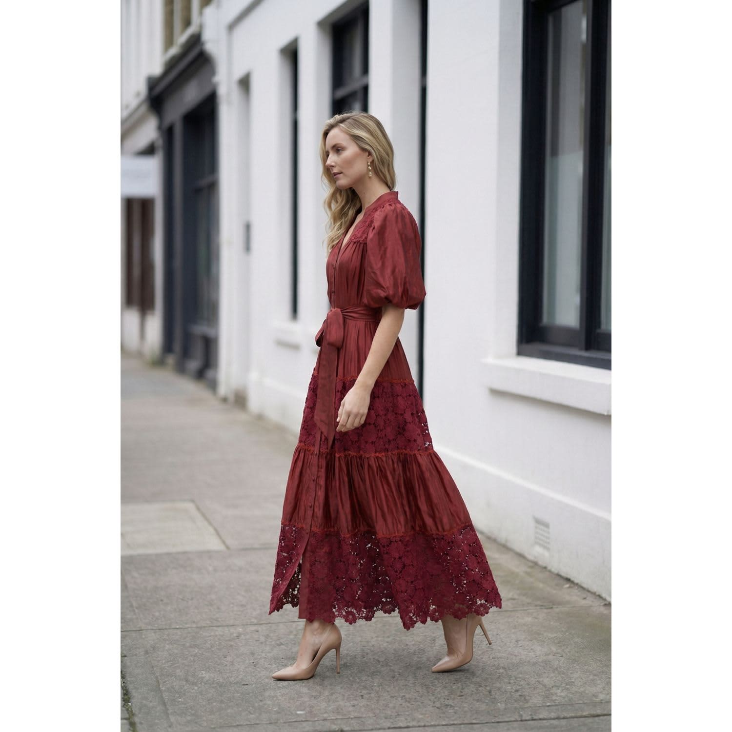 midi dress with sleeves canada Juliana flutter sleeve midi dress | Women's Clothing Canada