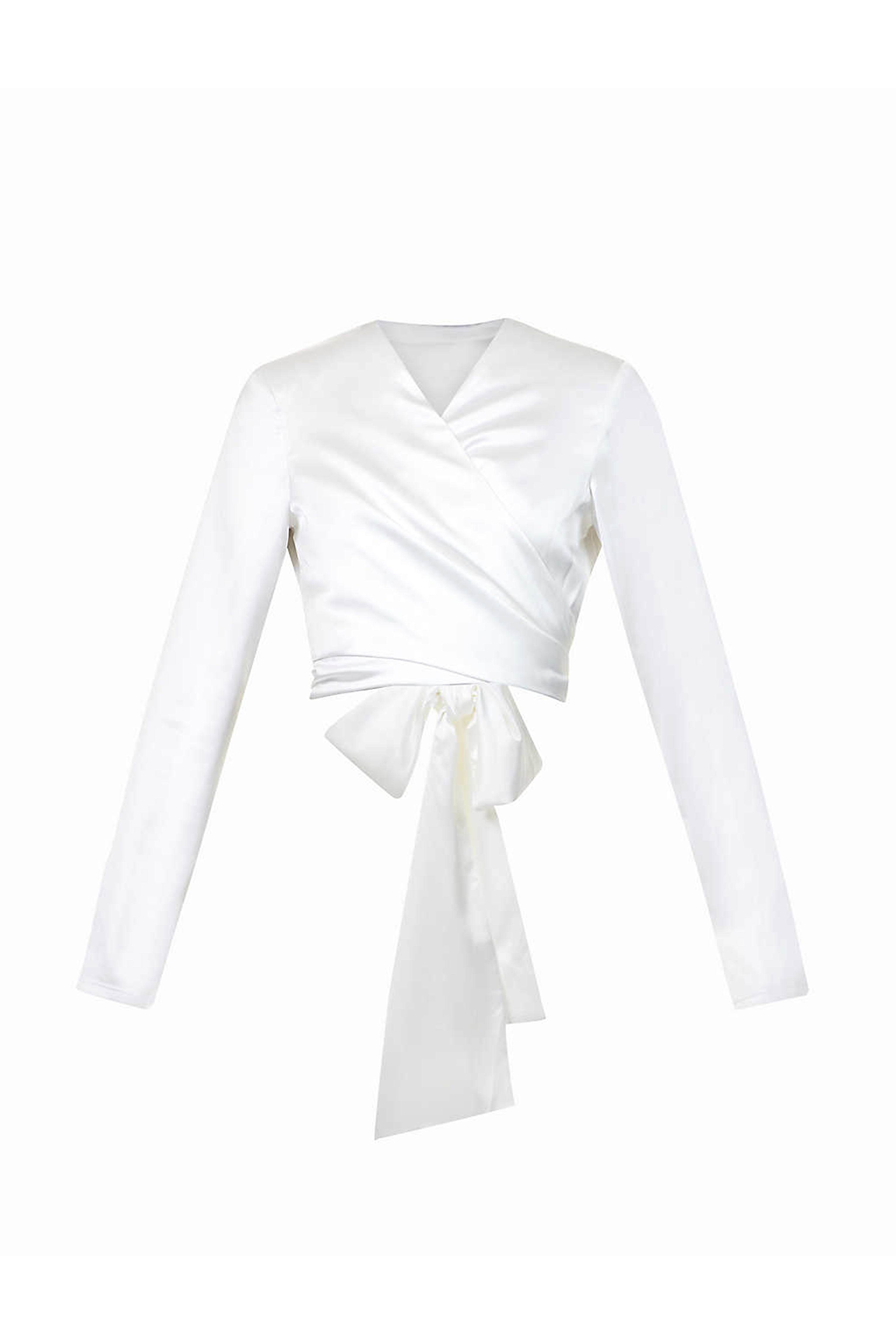 Women’s Cara White Satin Wrap Top Extra Small Amy Lynn