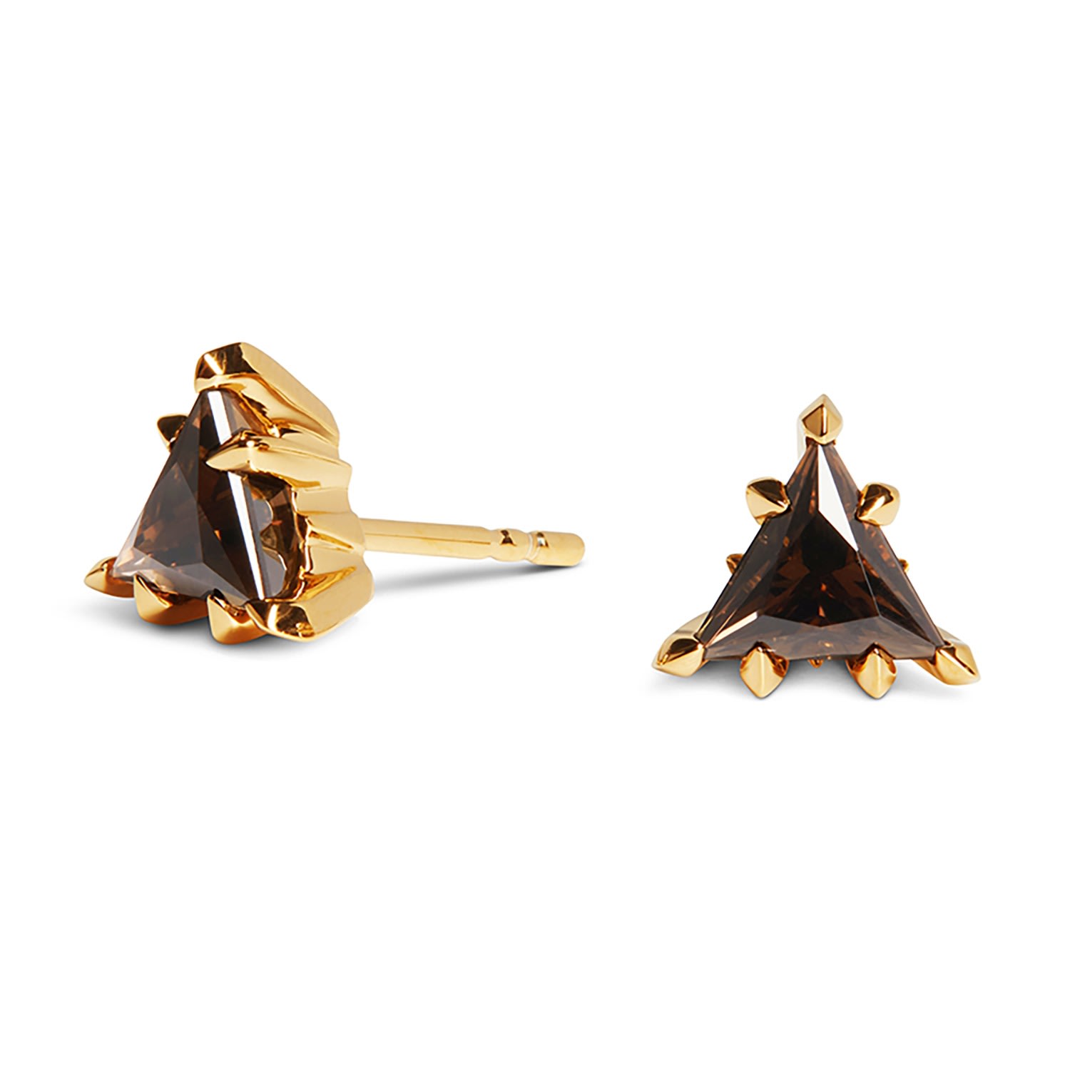 Women’s Trillion Earrings - Gold And Smokey Topaz Kasun