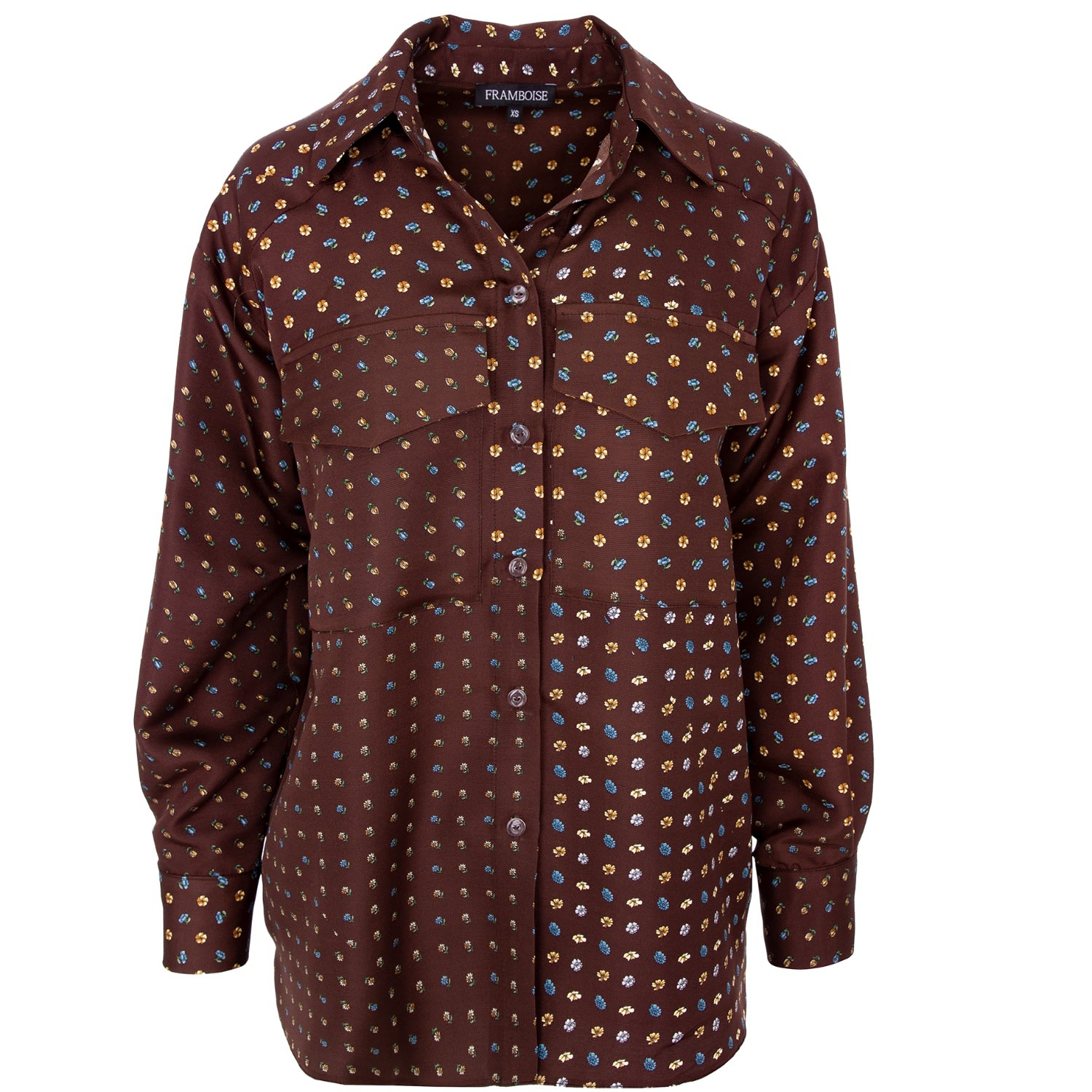 Women’s Naty Brown Silk Shirt Extra Small Framboise