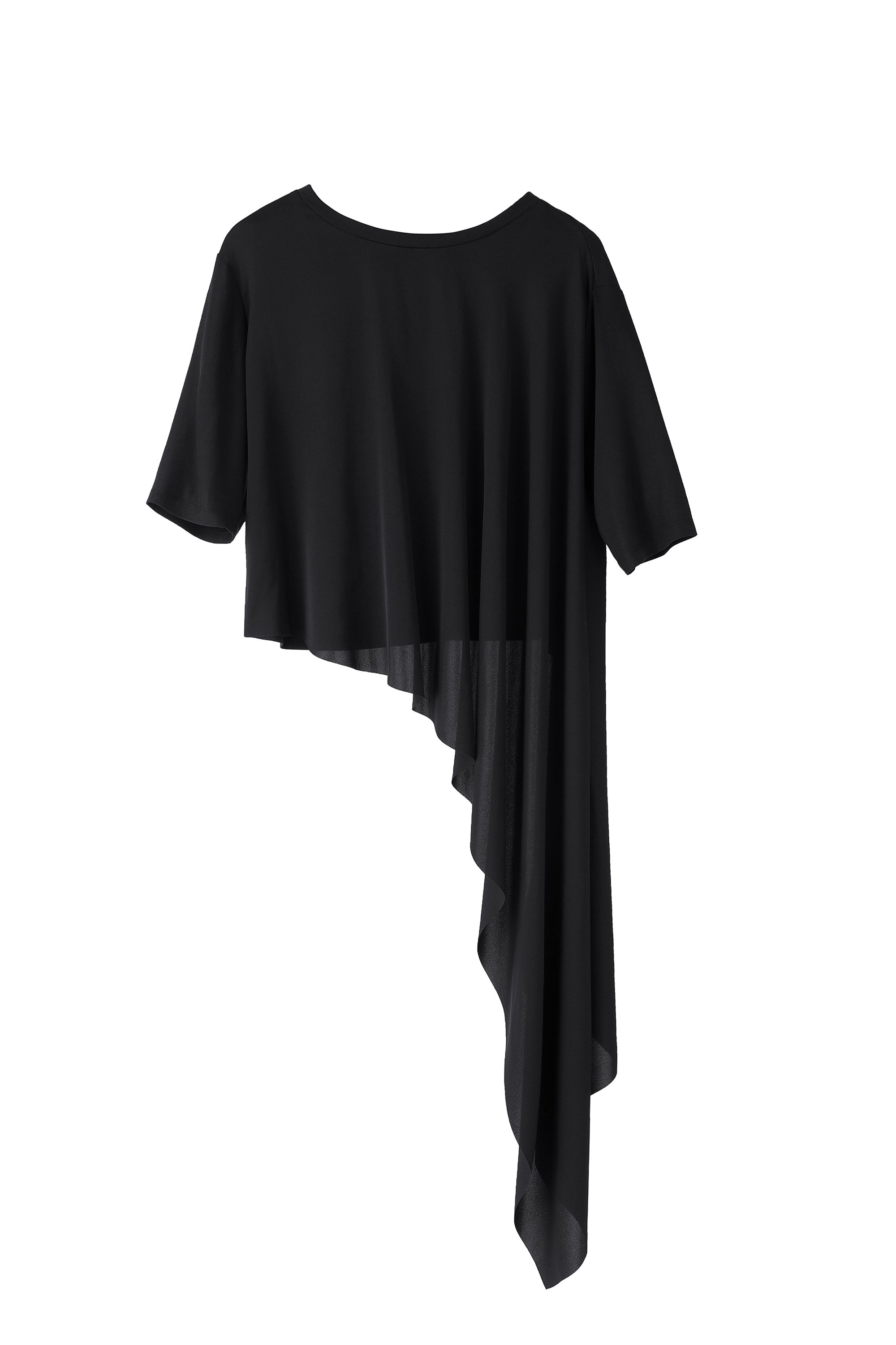 Women’s Black Xing Silk Asymmetric Top Extra Small Voya