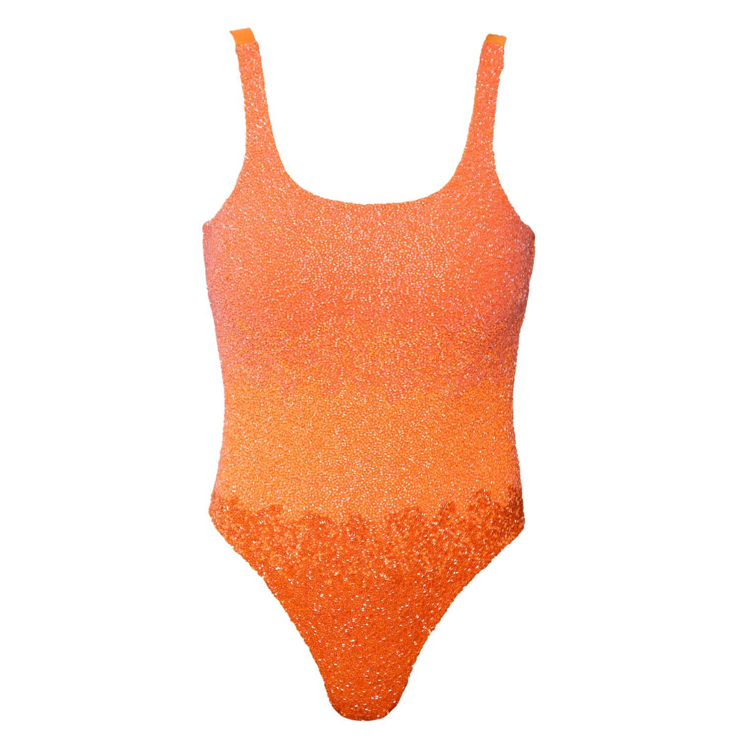 Self-adore Women's Ombre Hand-beaded Embellished One-piece Swimsuit- Orange