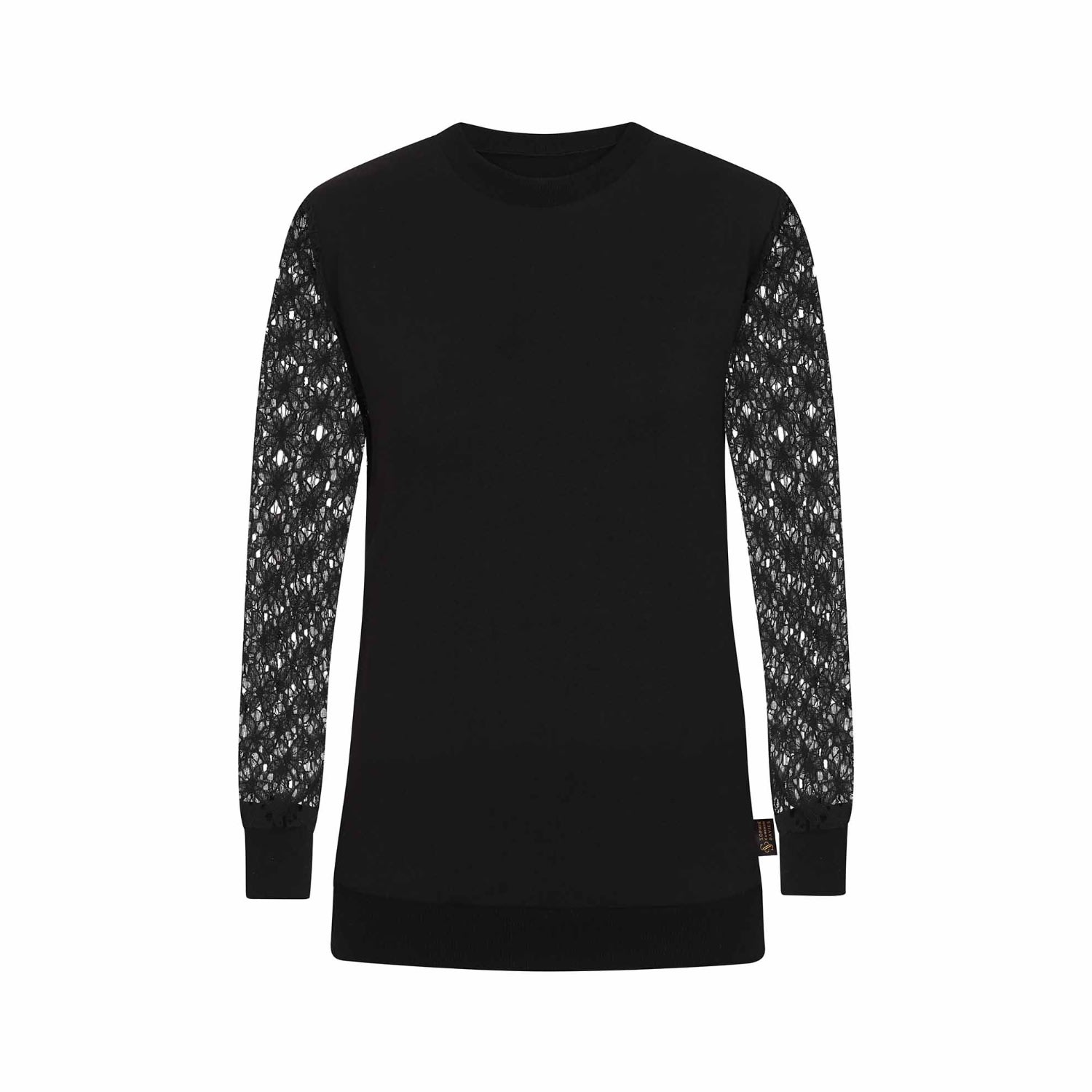 Women’s Lace Sleeve Jumper - Black Extra Small Sophie Cameron Davies