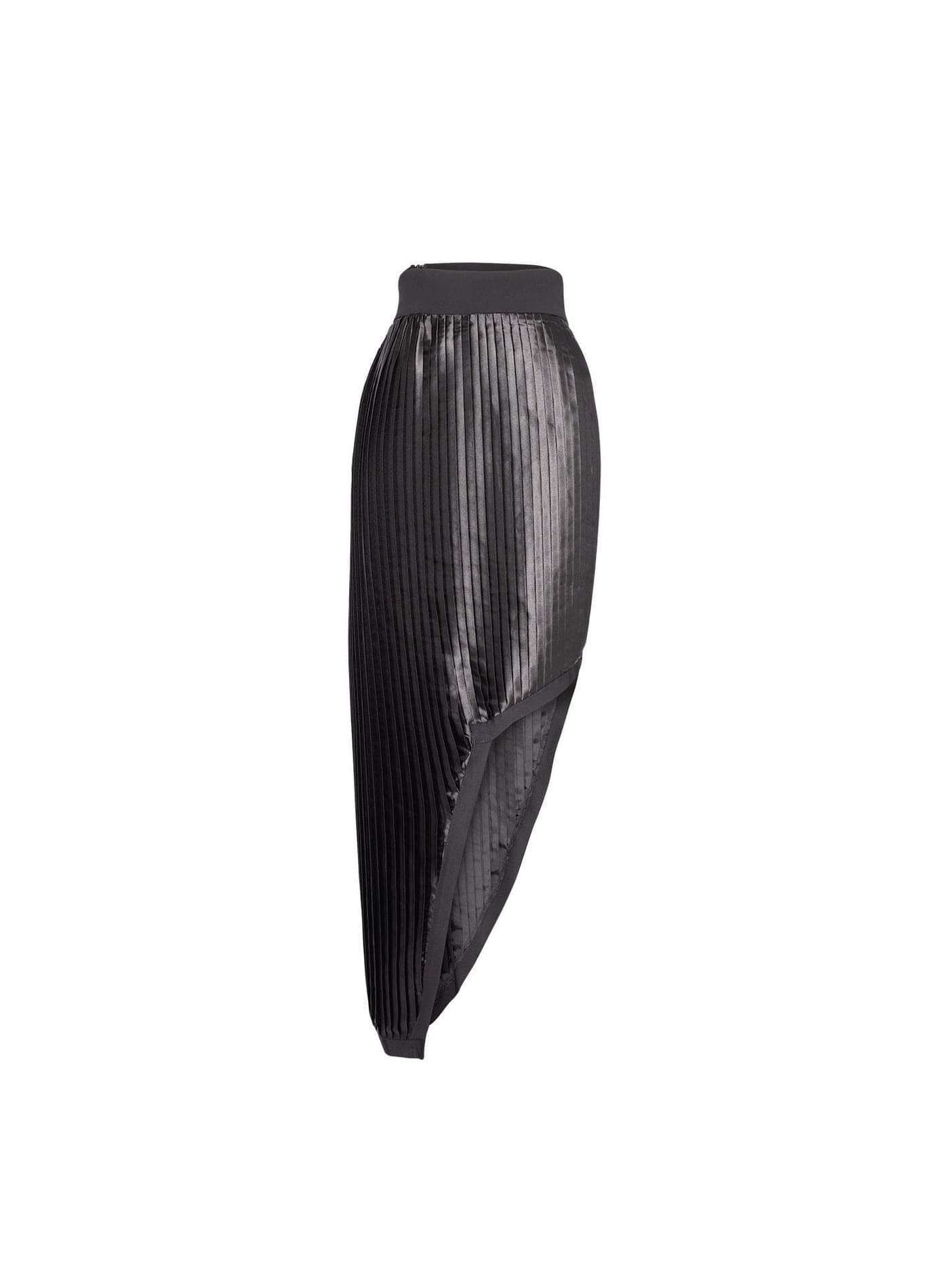 Vidi Blak Women's Black Satin Asymmetric Knife Pleat Skirt In Black