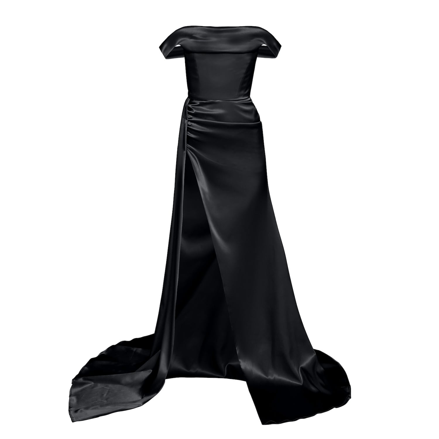 Moda Glam Women's Amélie Off-the-shoulder Gown- Black In Black