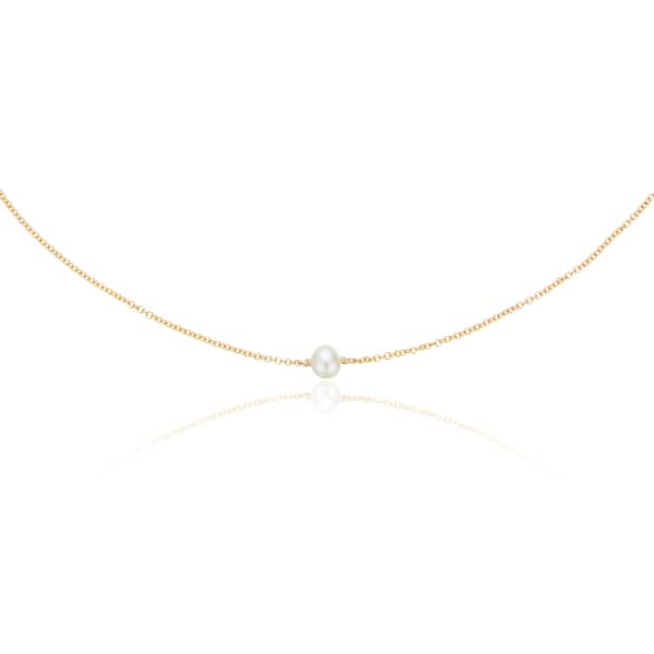 Lily & Roo Solid Gold Single Pearl Choker Necklace