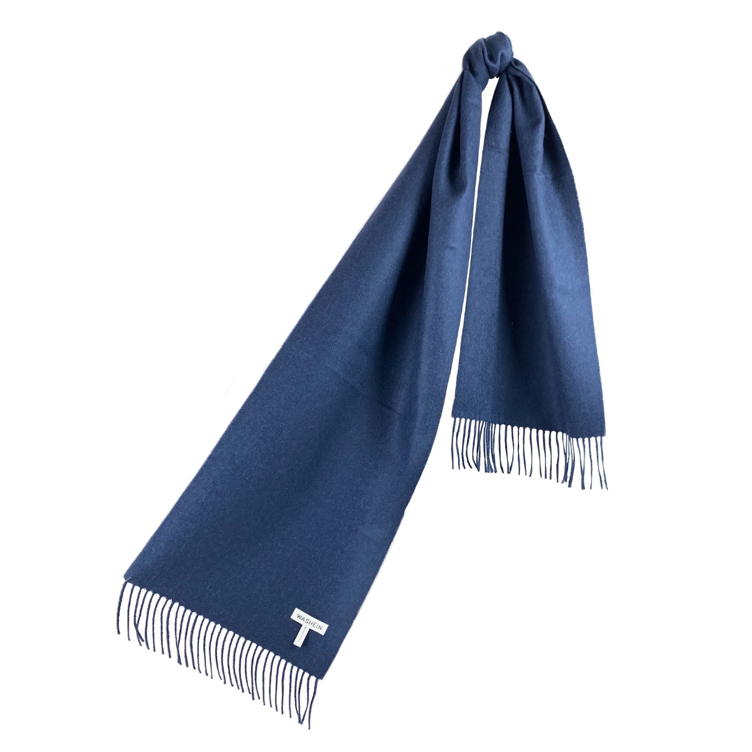 Women’s Blue Navy Baby Alpaca Fringed Scarf Washein