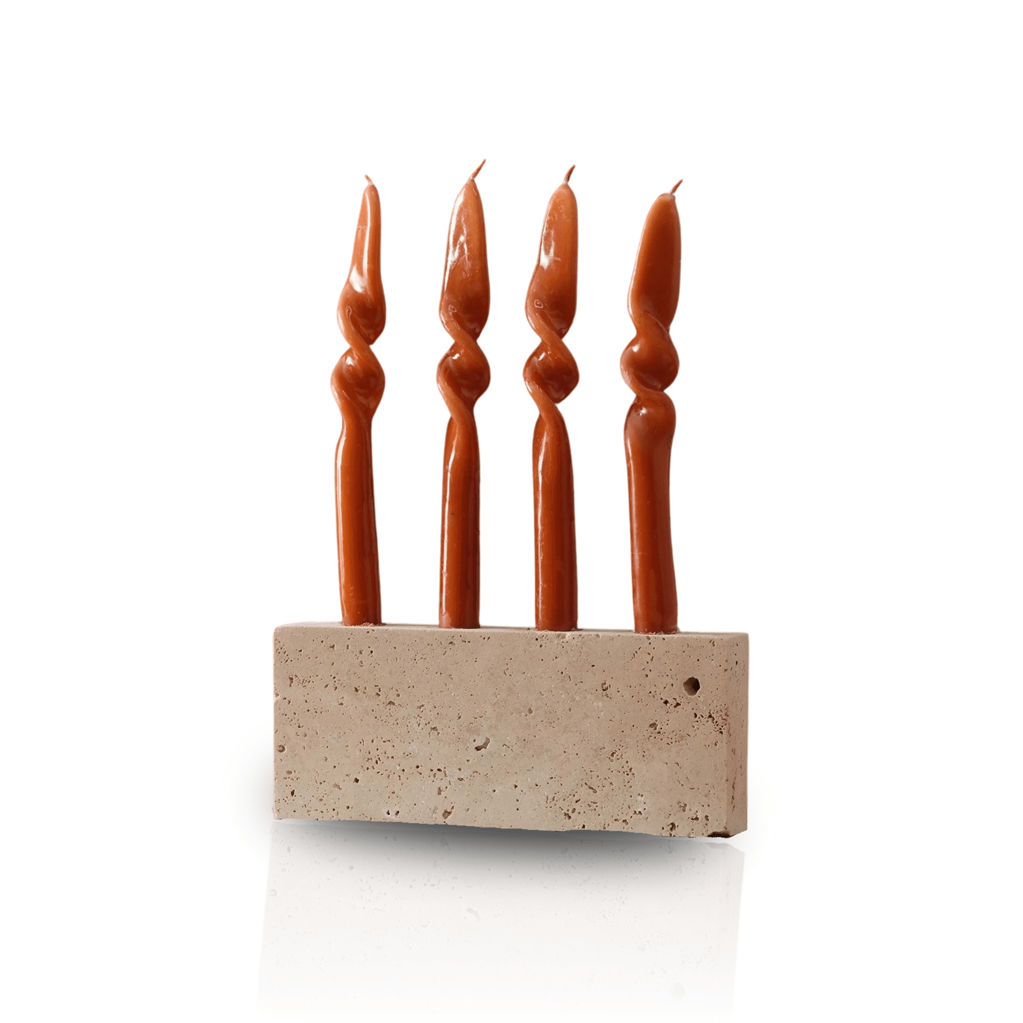 Marleth Neutrals Travertine Block Candle Holder For Four Taper Candles