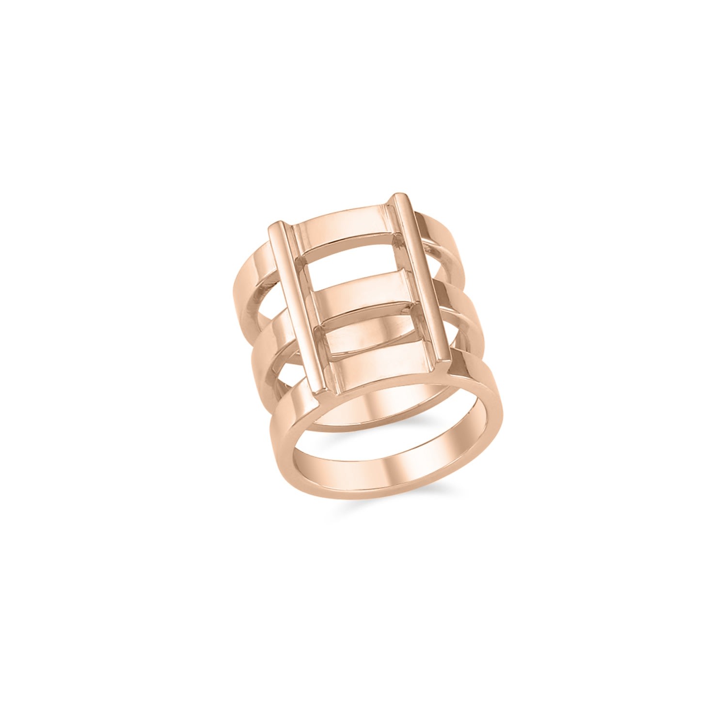 Women’s Rascas R2 Triple Stacked Chunky Moderno Unisex Ring In Rose Gold 925 Silver Ille Lan