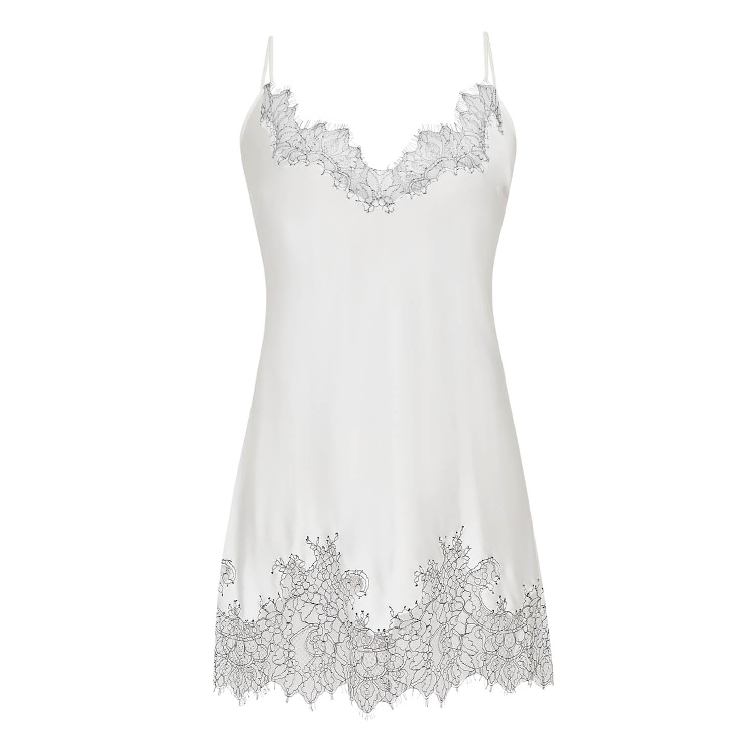 Avenue 8 Women's White Lace Detailed Mini Cami Dress In White
