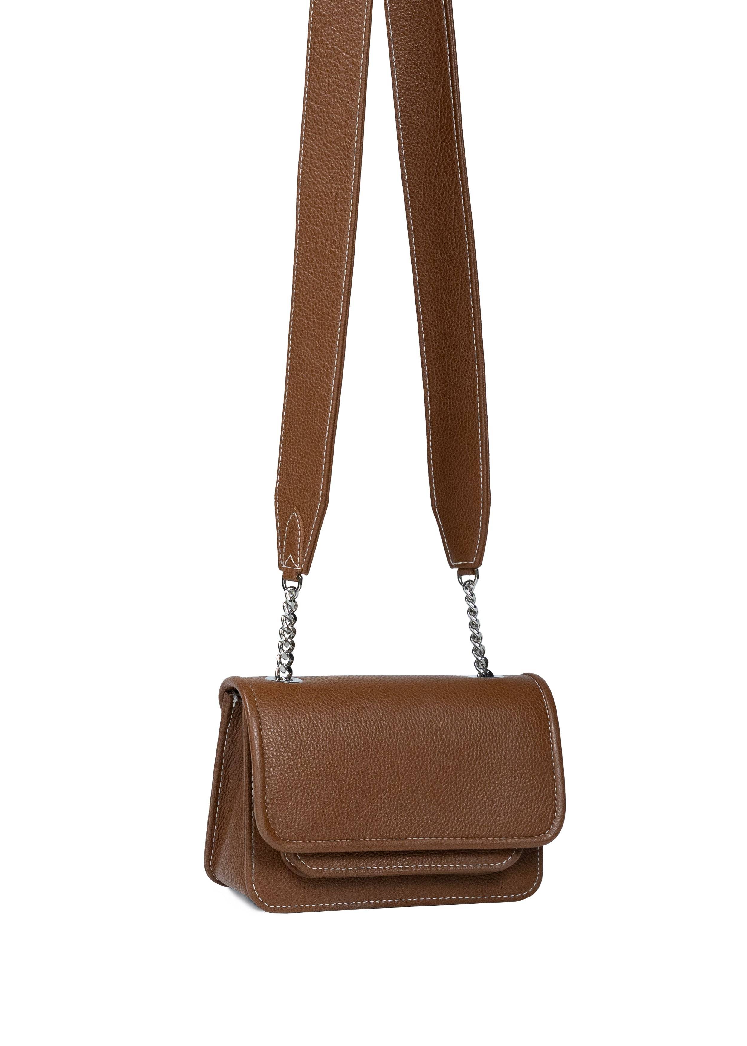 Vaskala Women's Mini Bag Caramel Brown With Leather Handle