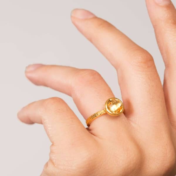 Neola Estella Gold Stacking Ring With Citrine In Stacking