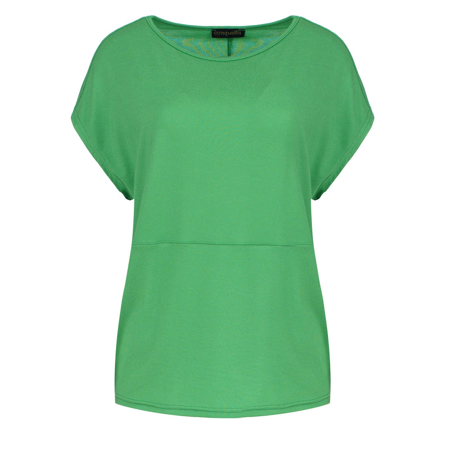 Conquista Women's Green Stretch Jersey Boat Neckline Top In Green