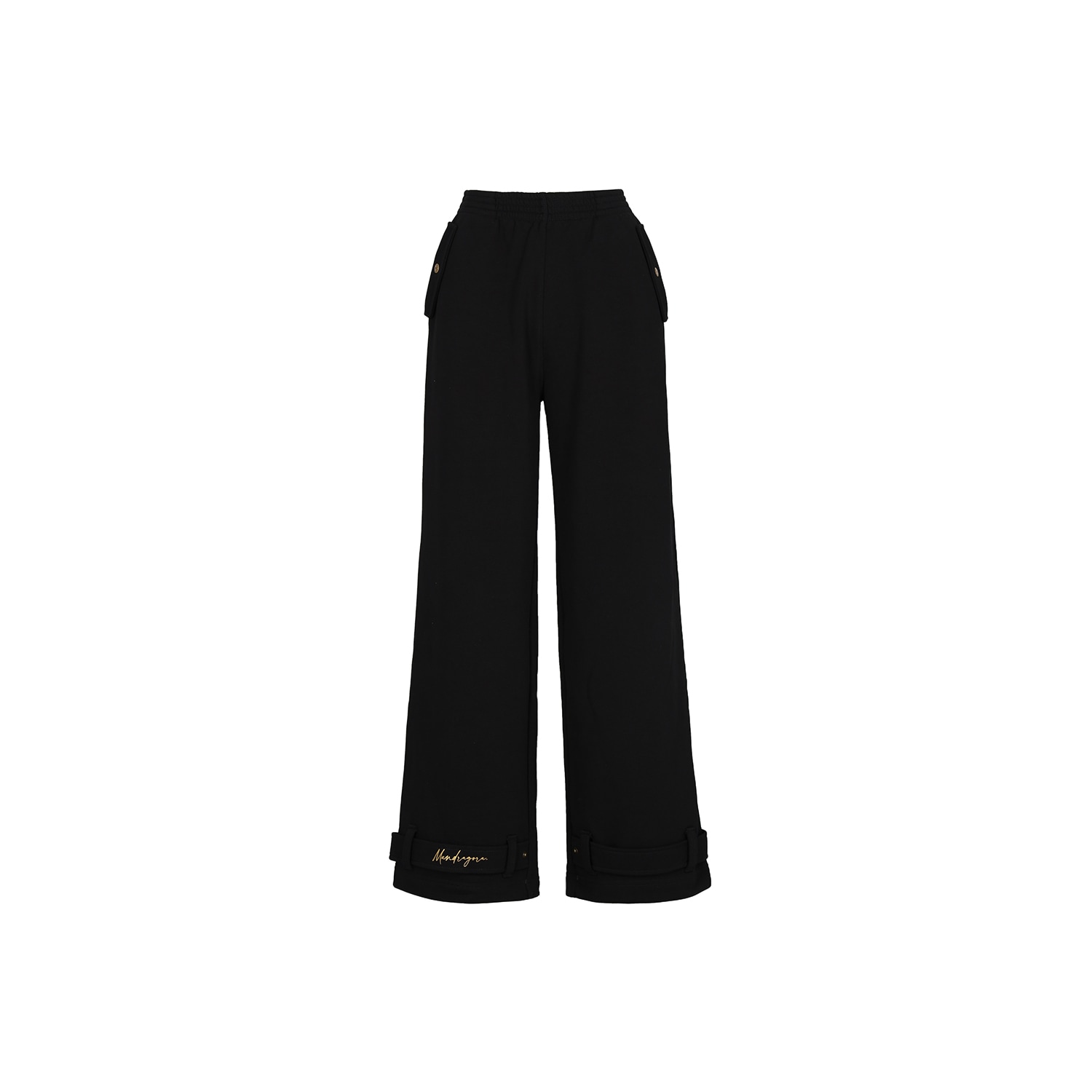 Mandragora Women's Black Cotton Sweatpants With An Adjustable Wide Leg In Black