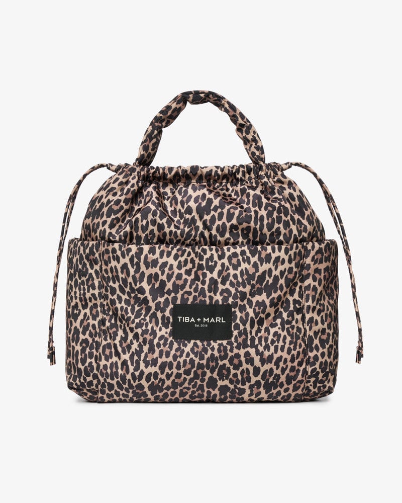 Women's Brown Luna Drawstring Changing Tote Lighter Leopard Print | One Size | Tiba + Marl