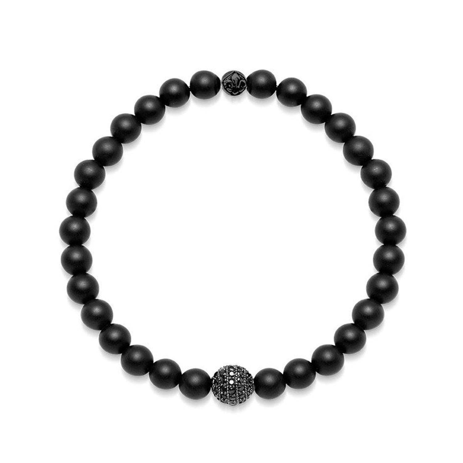 Men’s Wristband With Matte Onyx & Black Cz Diamond Nialaya