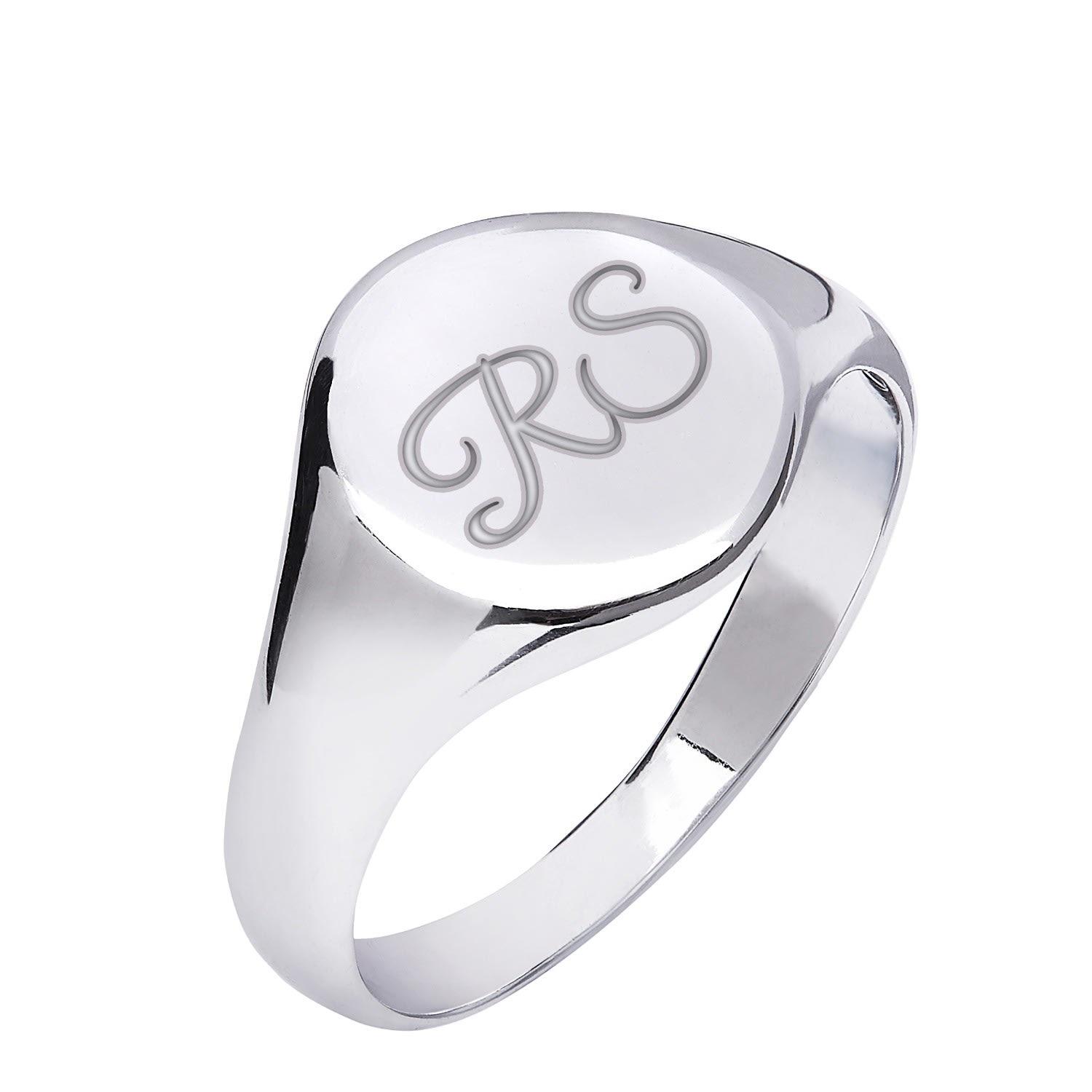 Kaizarin Silver Initial Signet Ring For Men Or Women - Size R In Metallic