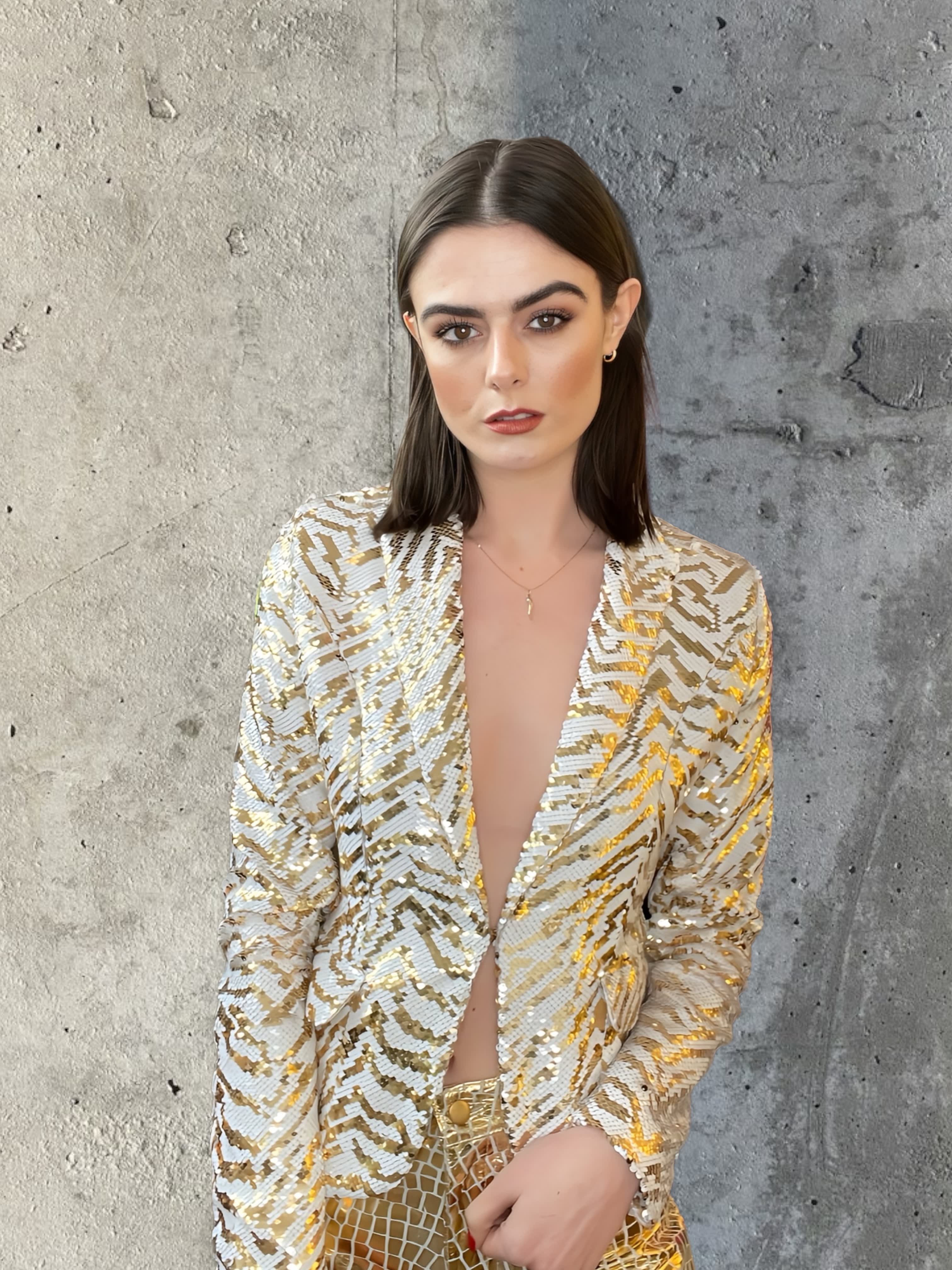 Golden White Tiger Sequin Blazer | Any Old Iron | Wolf & Badger