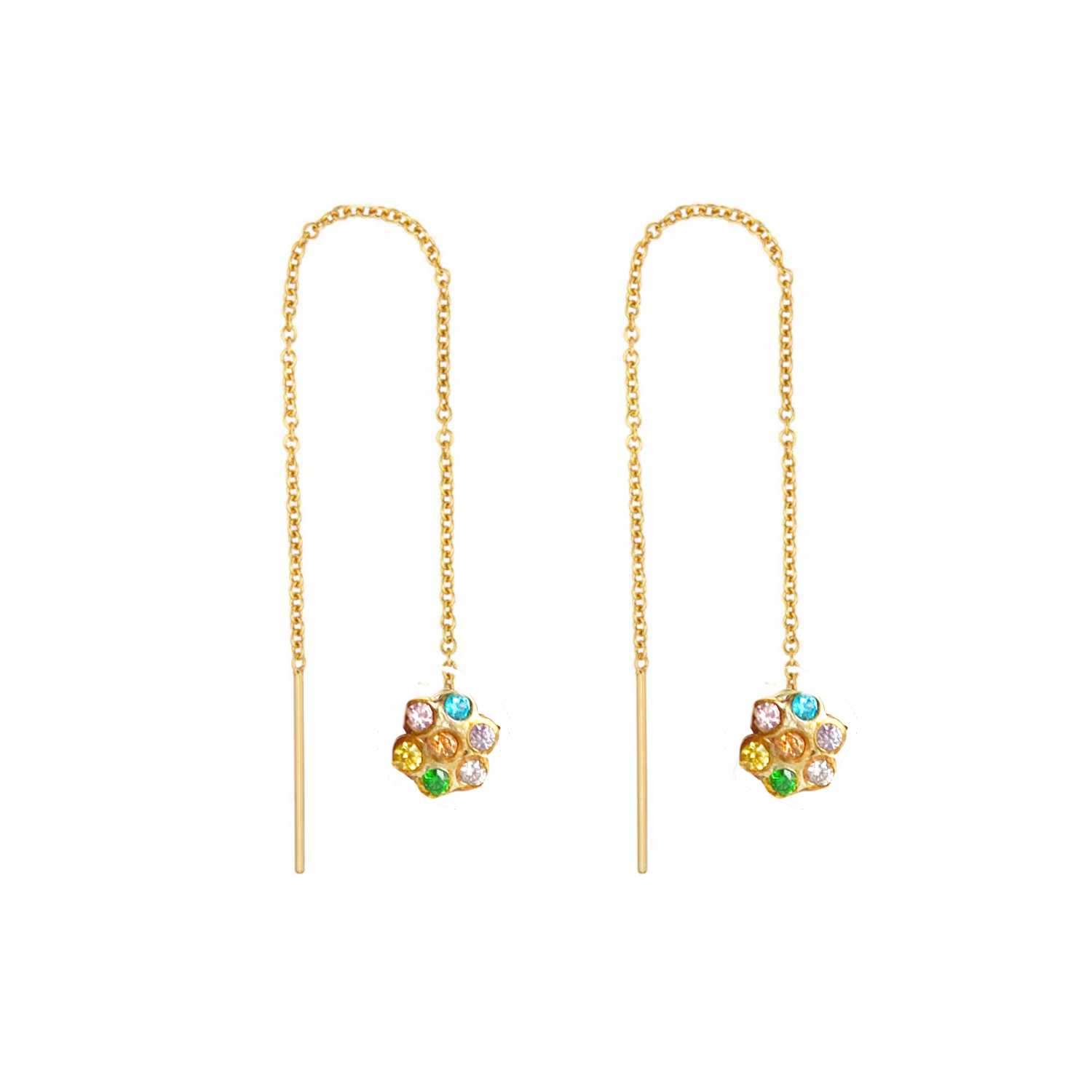 Women’s Gold Sundance Multi Gemstone Threader Earrings Lily Flo Jewellery