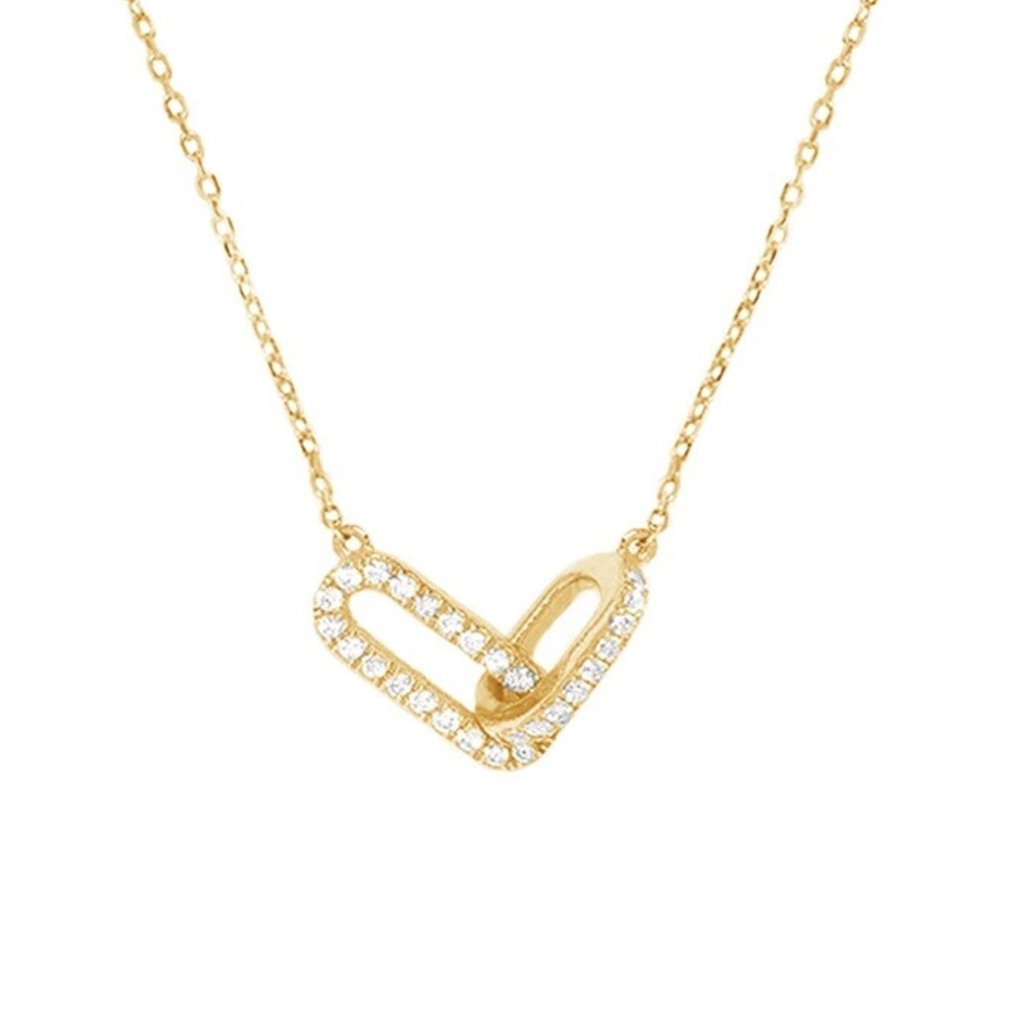 Nazzar Women's Gold Pave Cable Double Linked Pendant Necklace In Gold